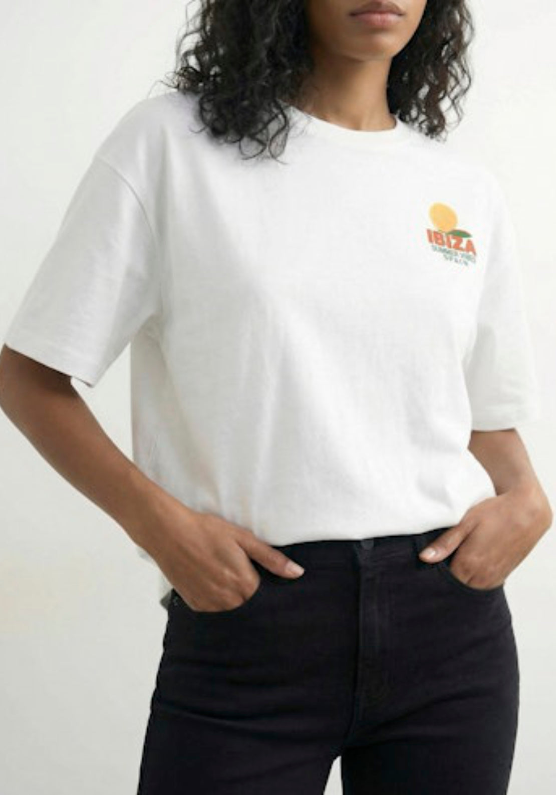 Topshop Premium Boxy Printed T-Shirt - White/ibiza 3 Shaws Department Stores