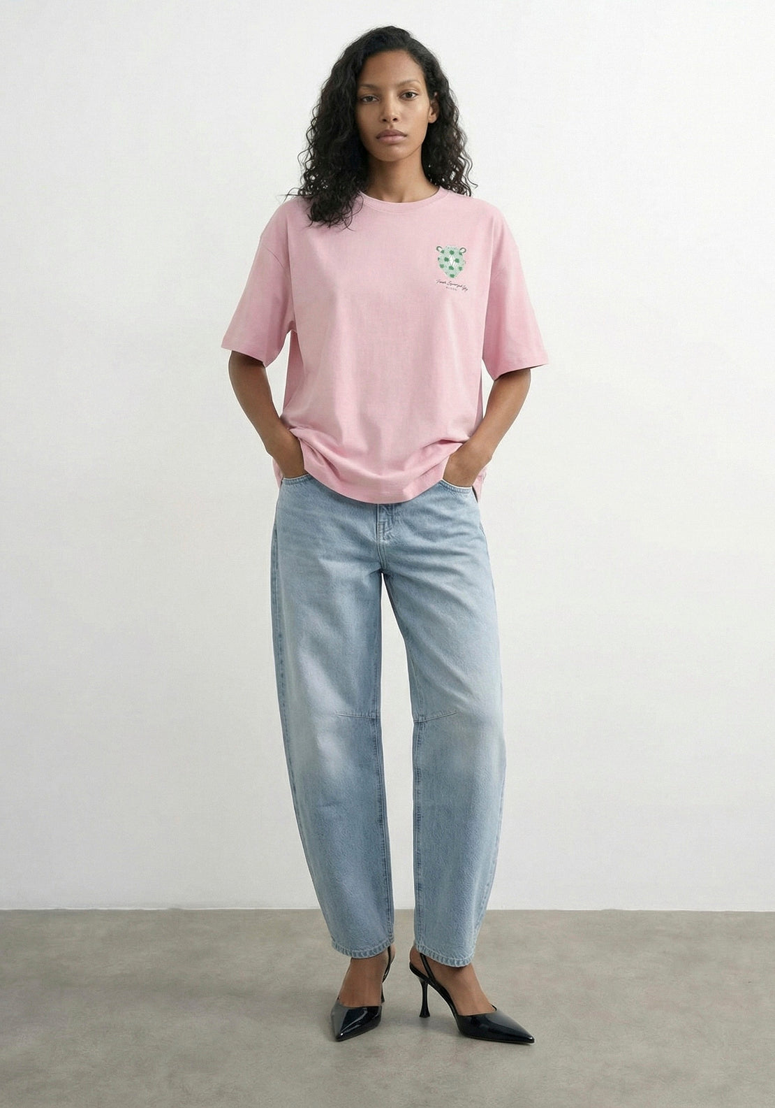 Topshop Premium Boxy Printed T-Shirt - Parfait Pink 1 Shaws Department Stores
