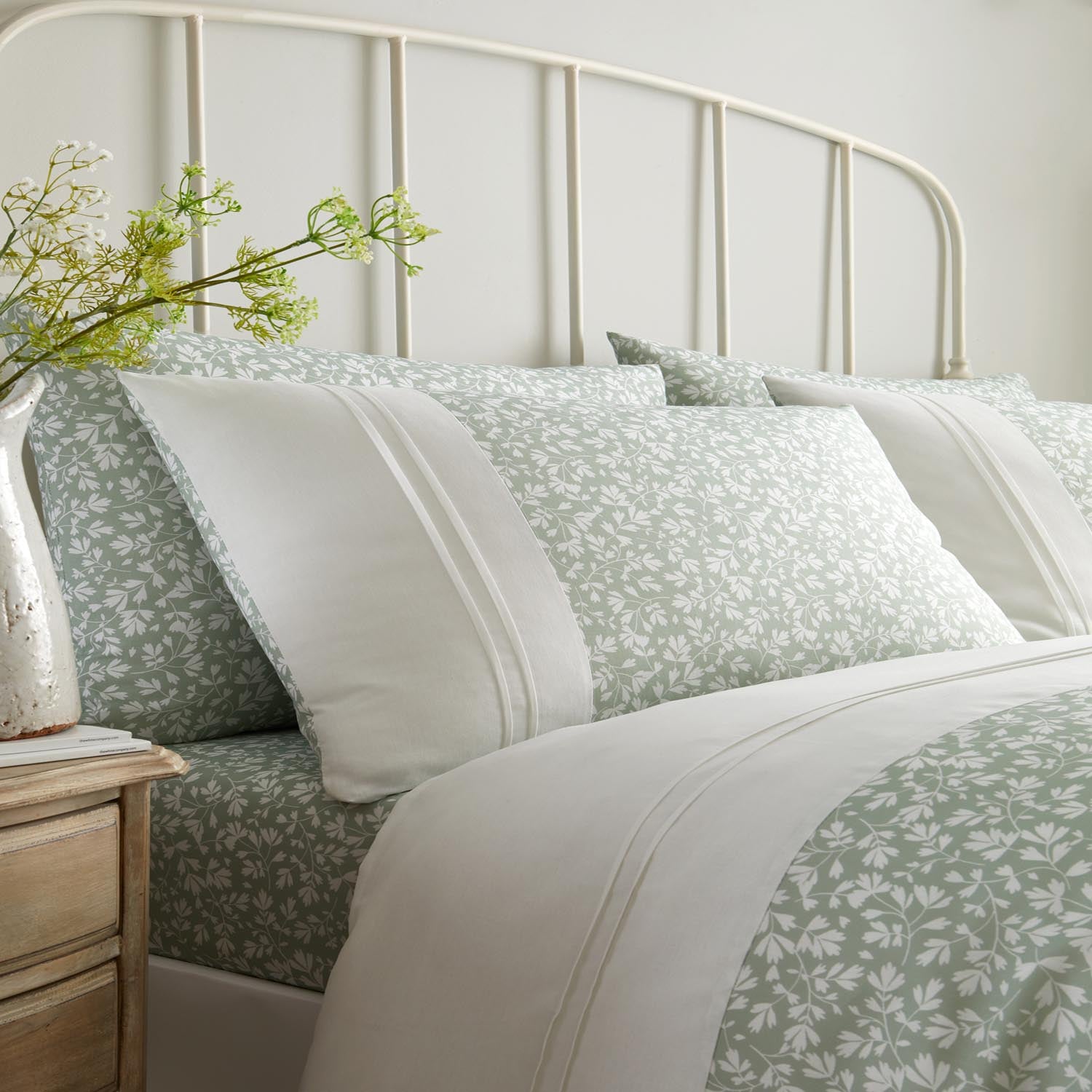 The Home Collection Deco Leaf Duvet Cover Set - Green 2 Shaws Department Stores