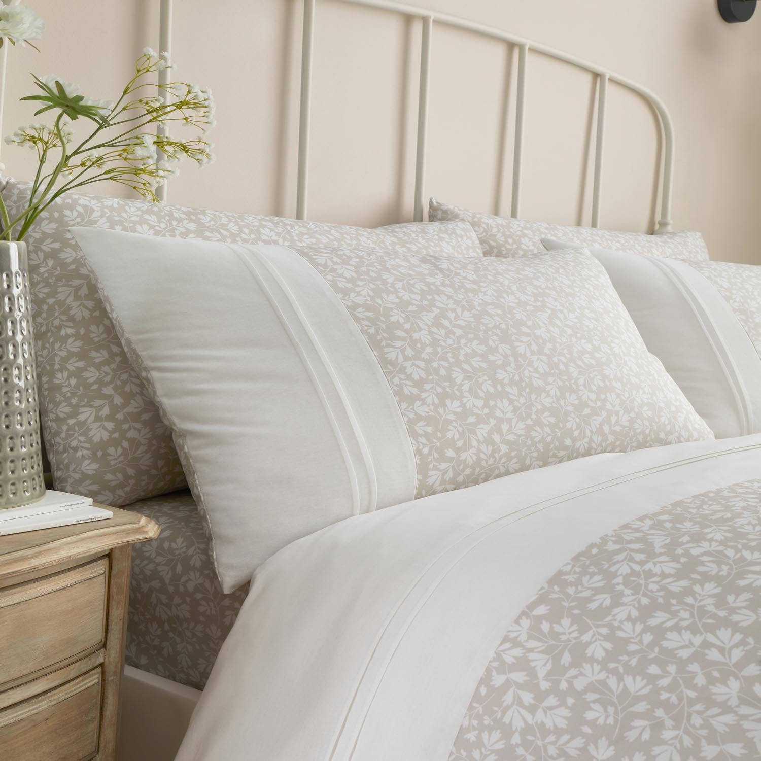 The Home Collection Deco Leaf Duvet Cover Set - Natural 2 Shaws Department Stores