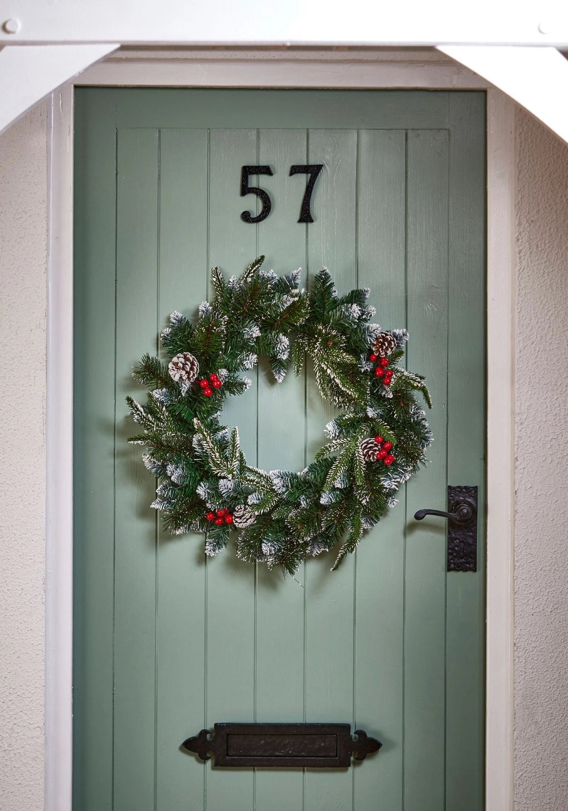 The Home Christmas New Jersey Christmas Wreath With Berries & Cones - Green 3 Shaws Department Stores
