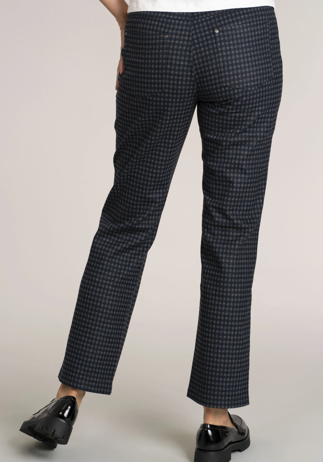 Tea Lane Regular Straight Ponte - Anthracite Check 2 Shaws Department Stores