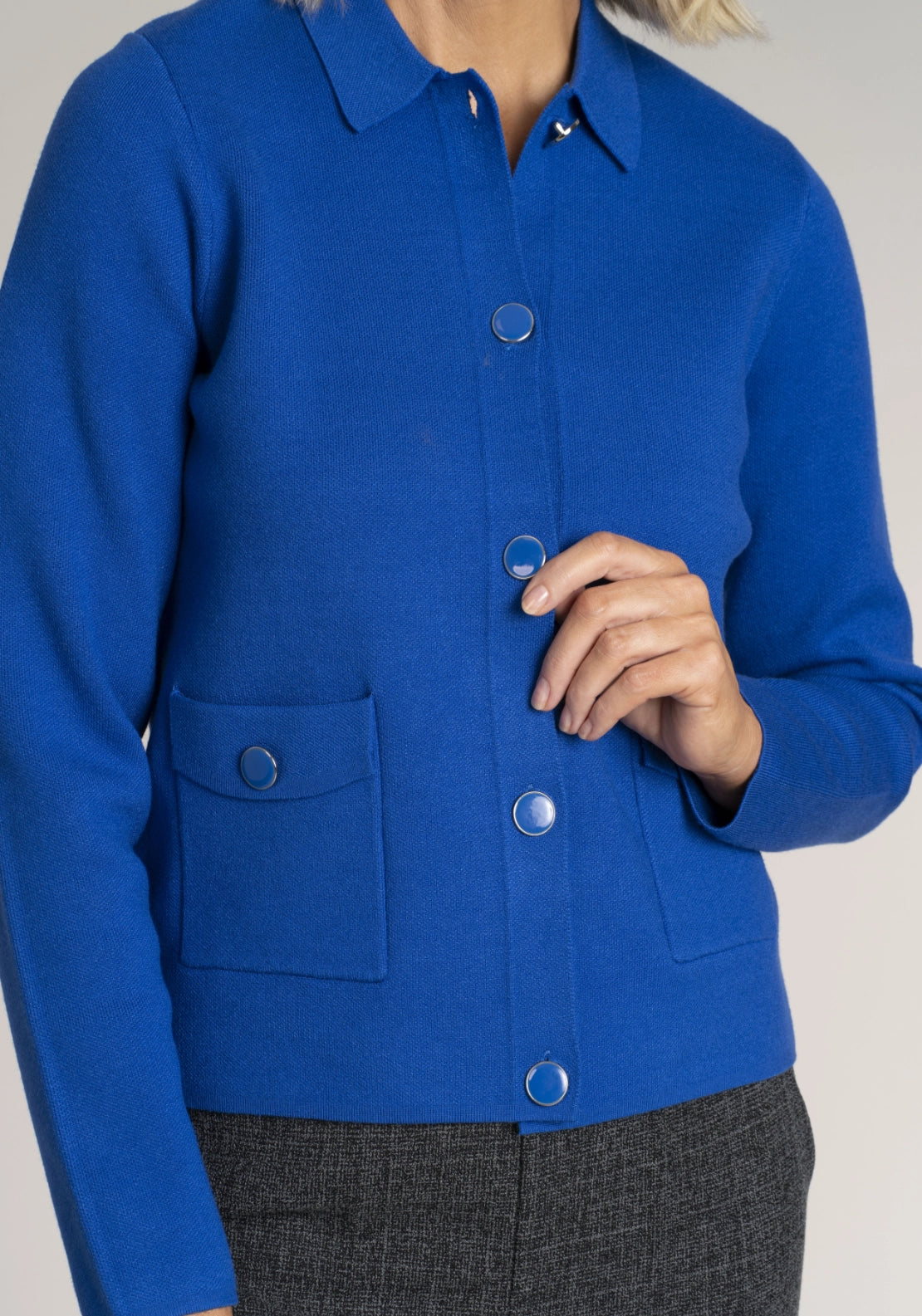 Tea Lane Everyday Button Cardigan - Cobalt Blue 4 Shaws Department Stores