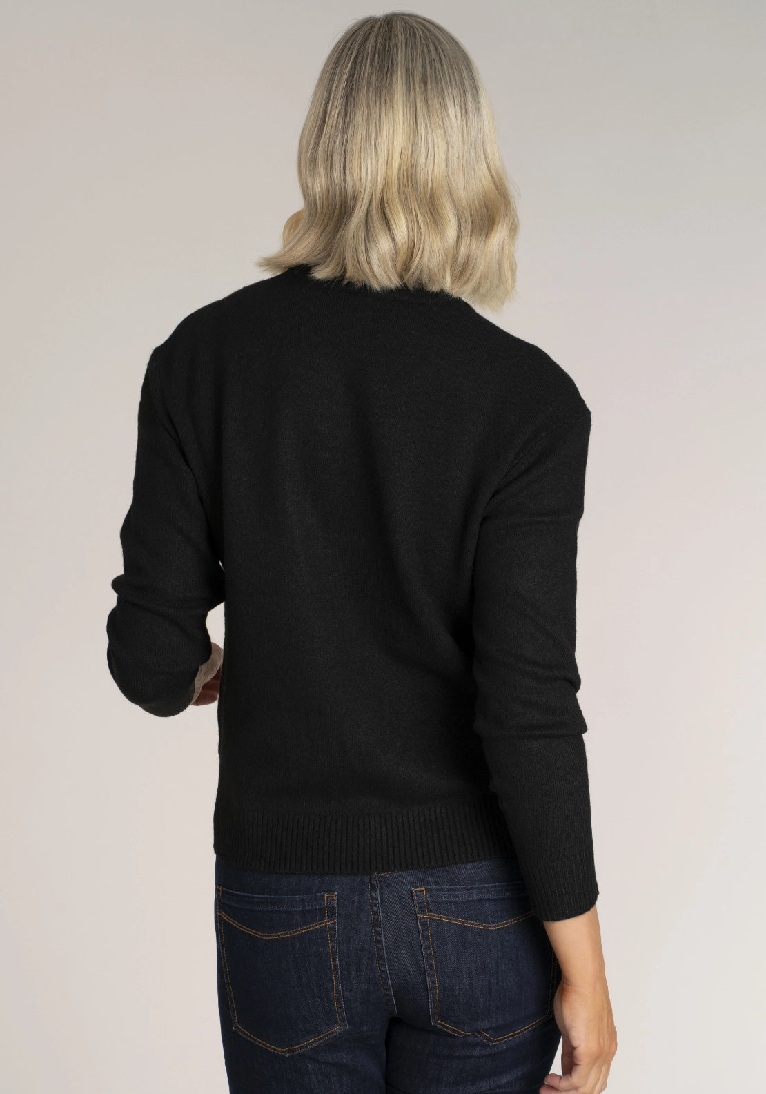 Bow Sequins Sweater - Black Silver