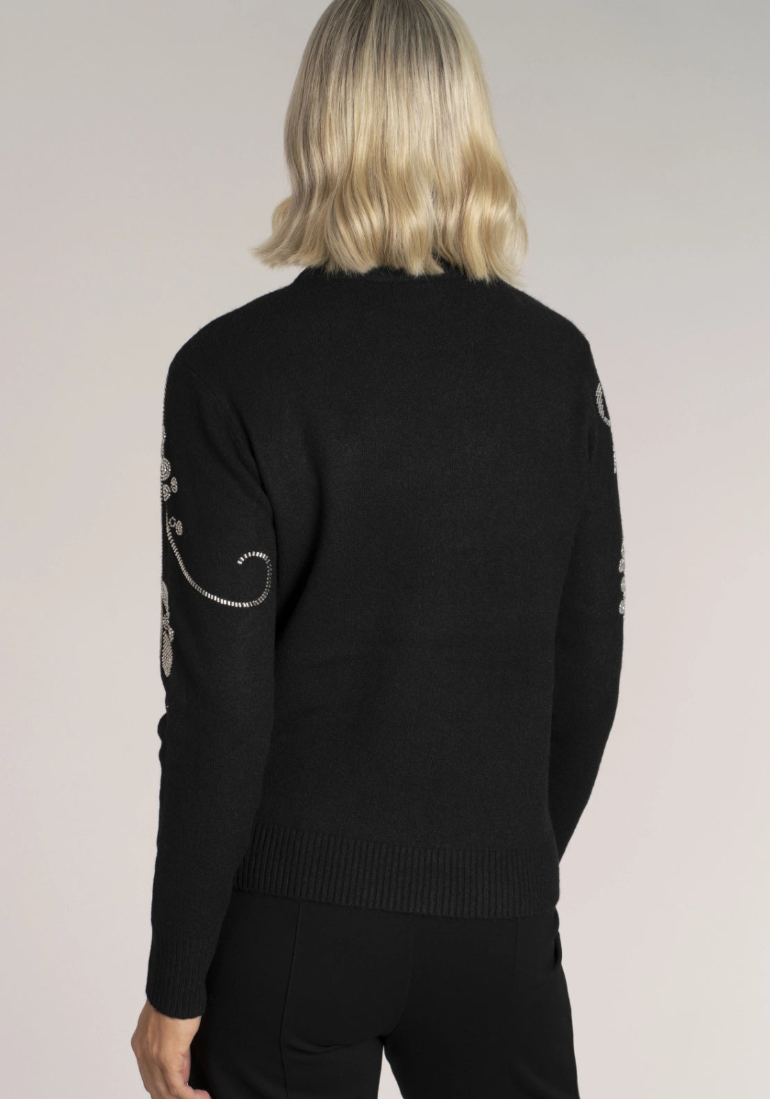 Leaf Sequins Jumper - Black