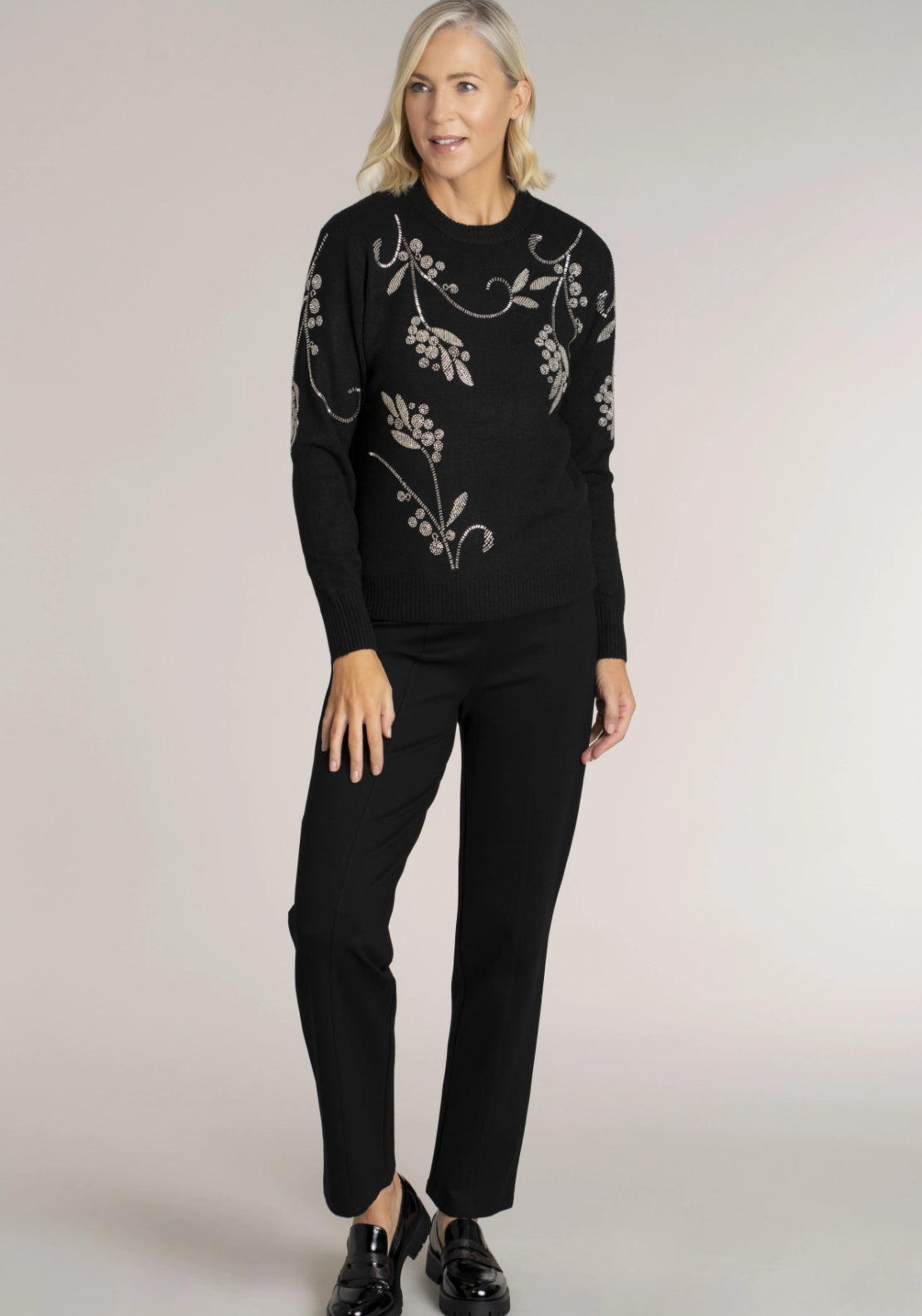 Leaf Sequins Jumper - Black