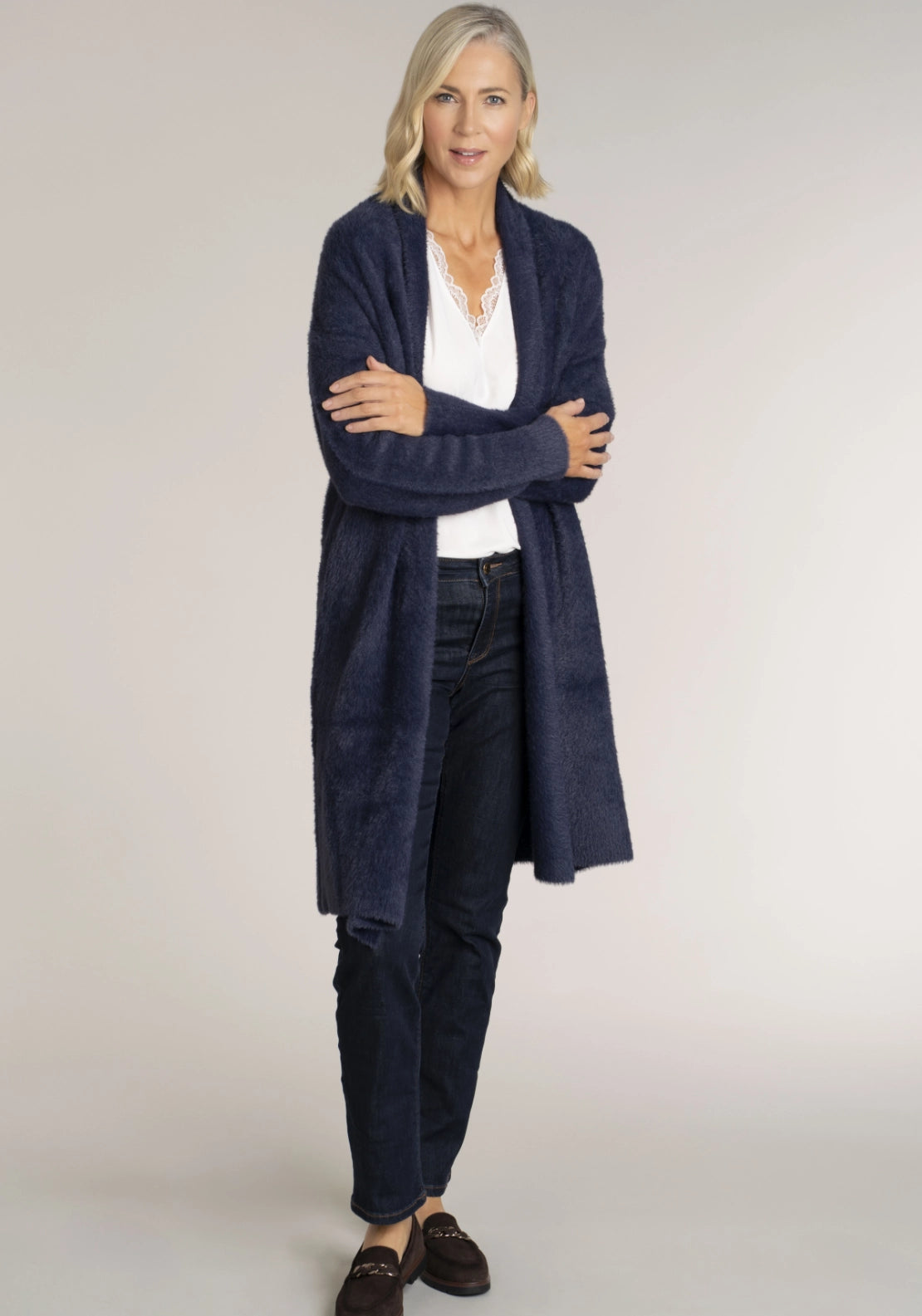Feather Yarn Cardigan - Sparkle Navy