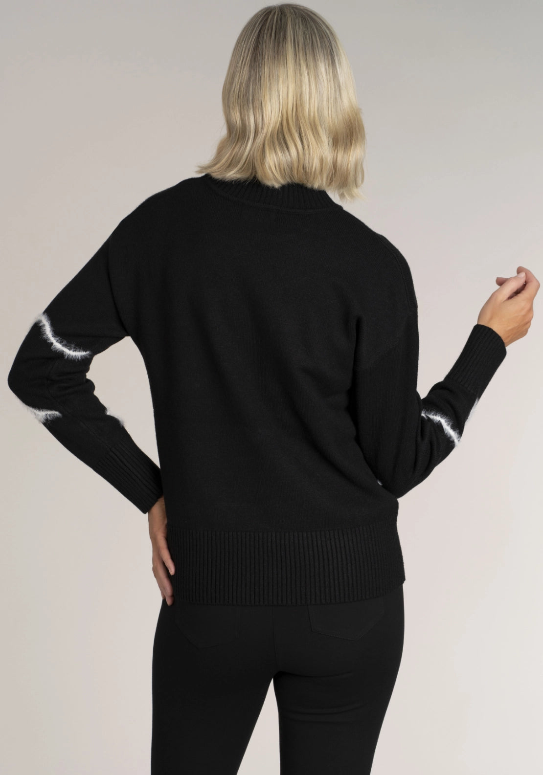 Abstract Turtle Neck Sweater - Black