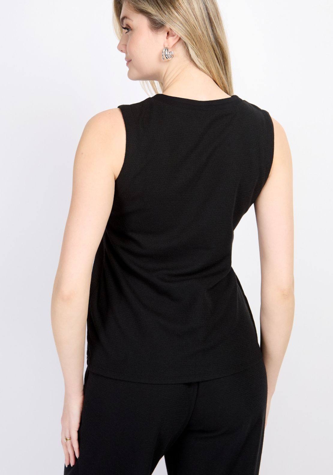 Little Mistress Black Knitted Button Detail Waistcoat - Black 2 Shaws Department Stores