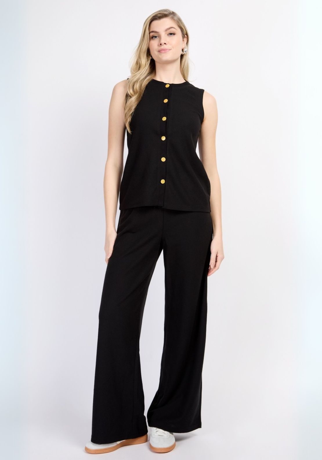 Little Mistress Black Knitted Button Detail Waistcoat - Black 4 Shaws Department Stores