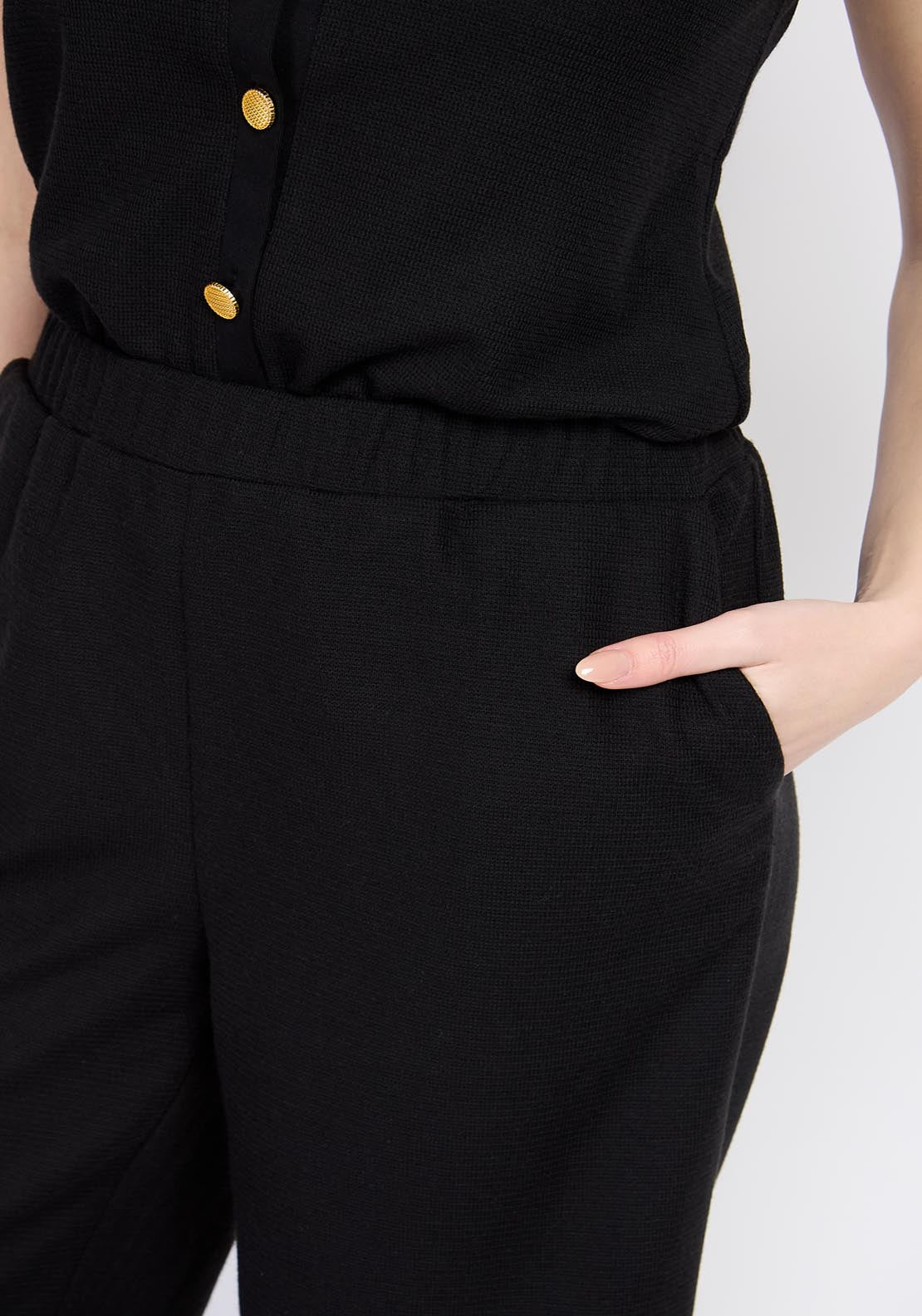 Little Mistress Black Wide Leg Knitted Trousers - Black 3 Shaws Department Stores