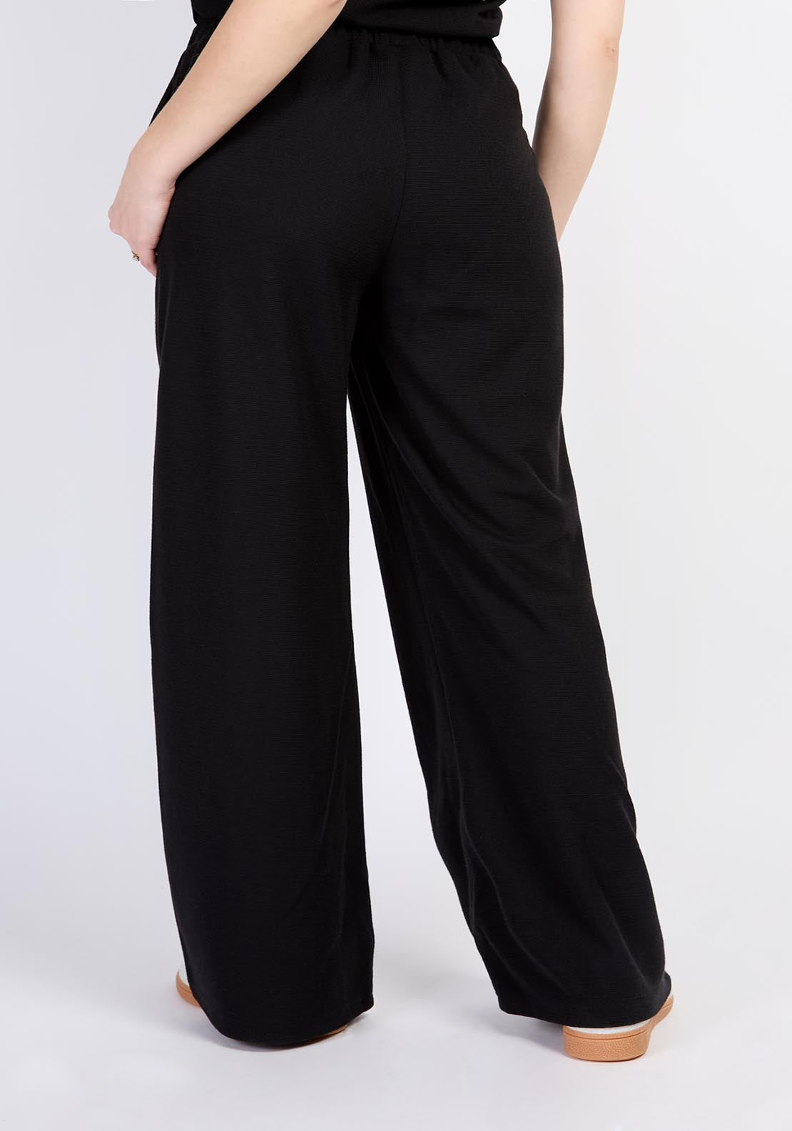 Little Mistress Black Wide Leg Knitted Trousers - Black 2 Shaws Department Stores