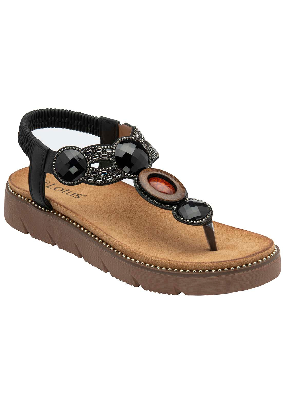 Lotus Alcina Sandal - Black 3 Shaws Department Stores