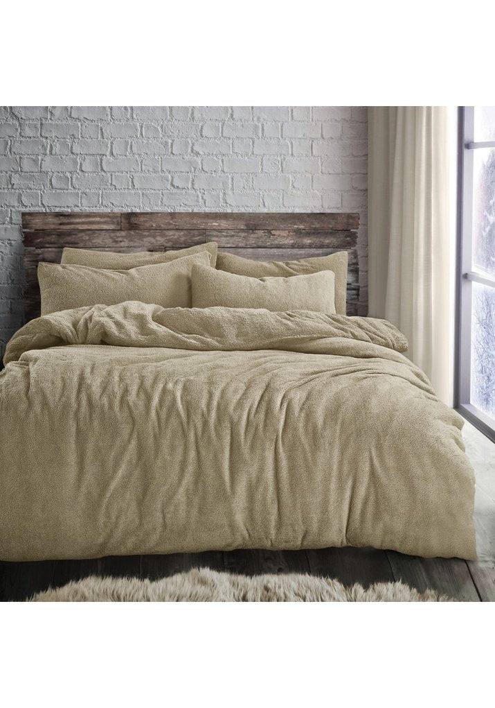 The Home Collection Teddy Duvet Set - Taupe 1 Shaws Department Stores