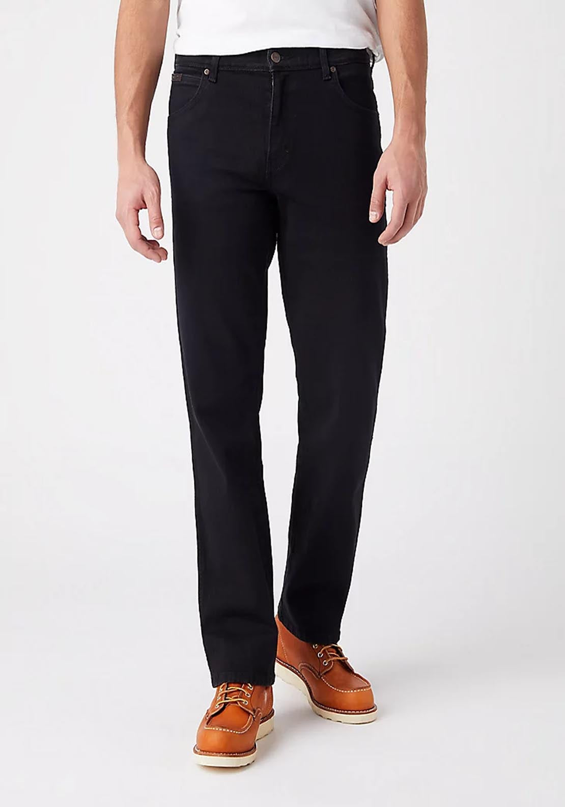 Wrangler Texas Stretch Denim Jean - Black Overdye - Black 1 Shaws Department Stores