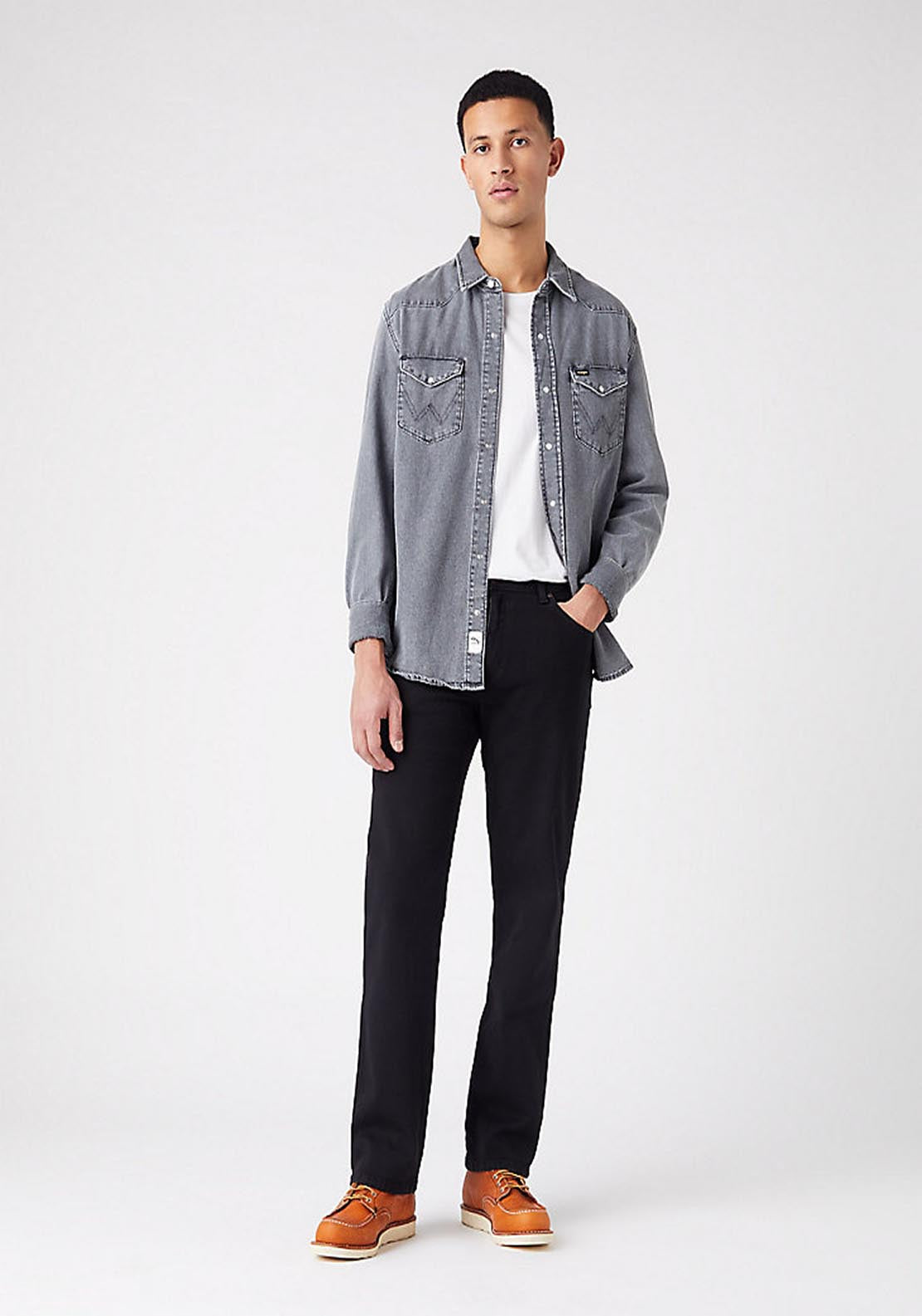 Wrangler Texas Stretch Denim Jean - Black Overdye - Black 3 Shaws Department Stores