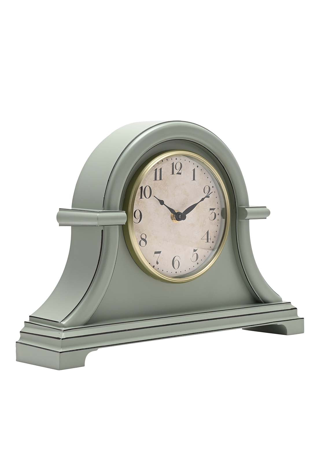 Hometime Broken Arch Mantel Clock Sage Green 2 Shaws Department Stores