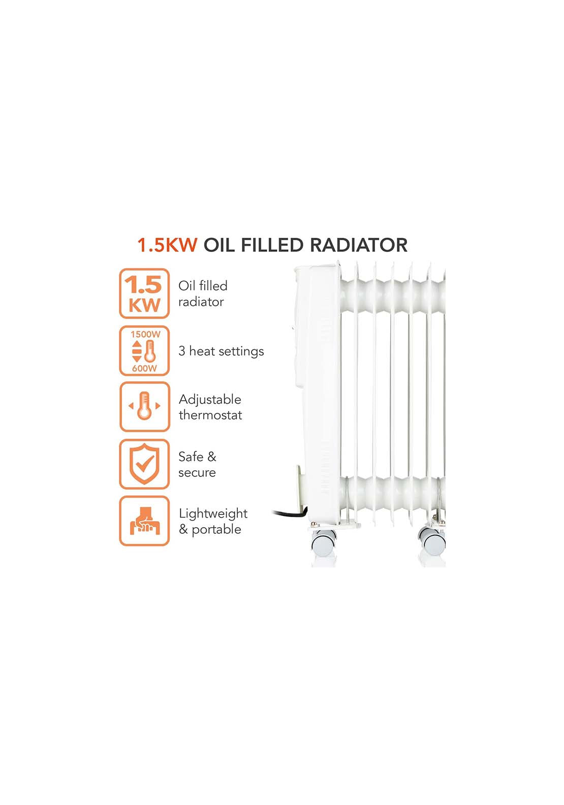 Warmlite 1500W Oil Filled Radiator | Wl43003YW 9 Shaws Department Stores