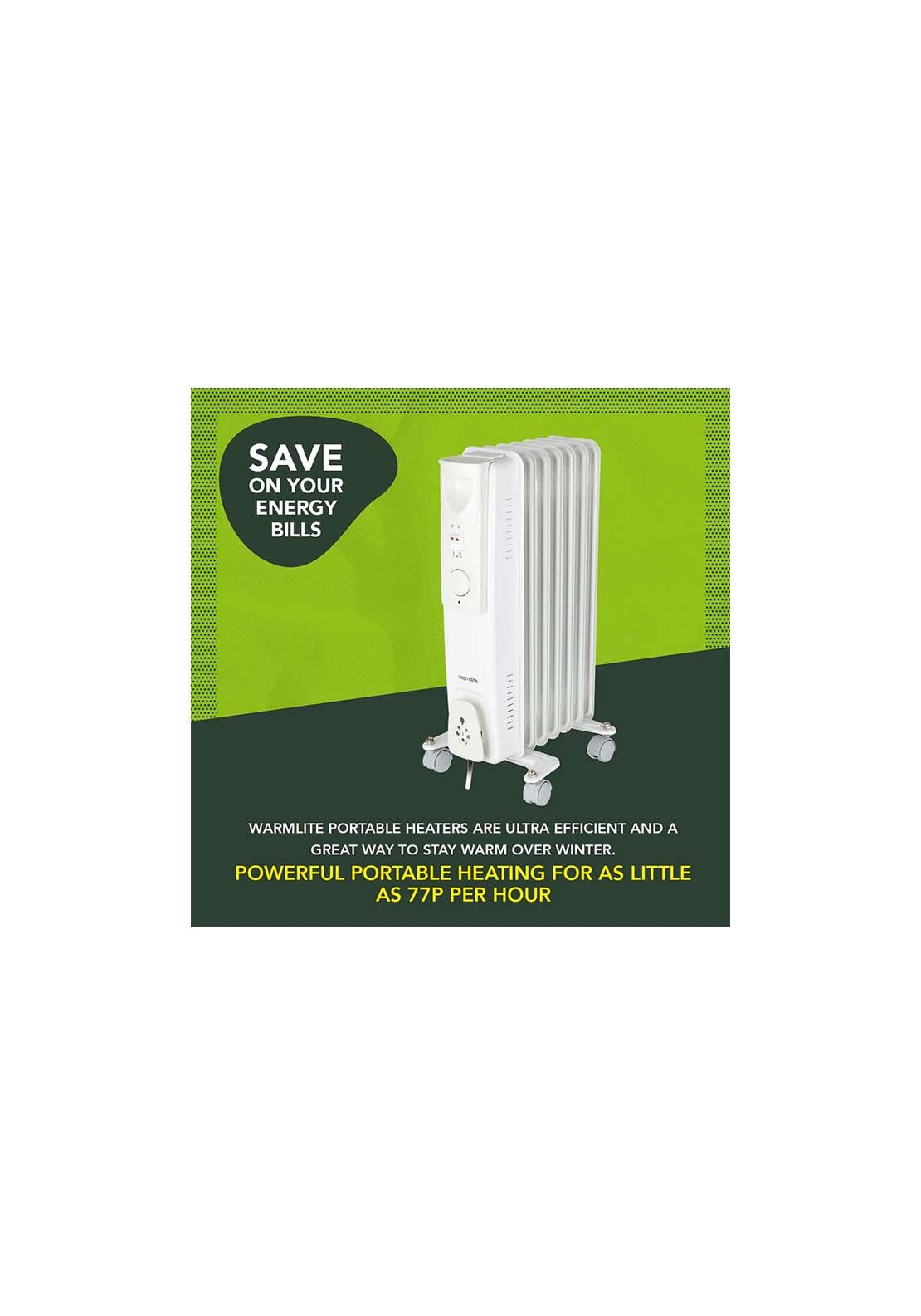 Warmlite 1500W Oil Filled Radiator | Wl43003YW 3 Shaws Department Stores