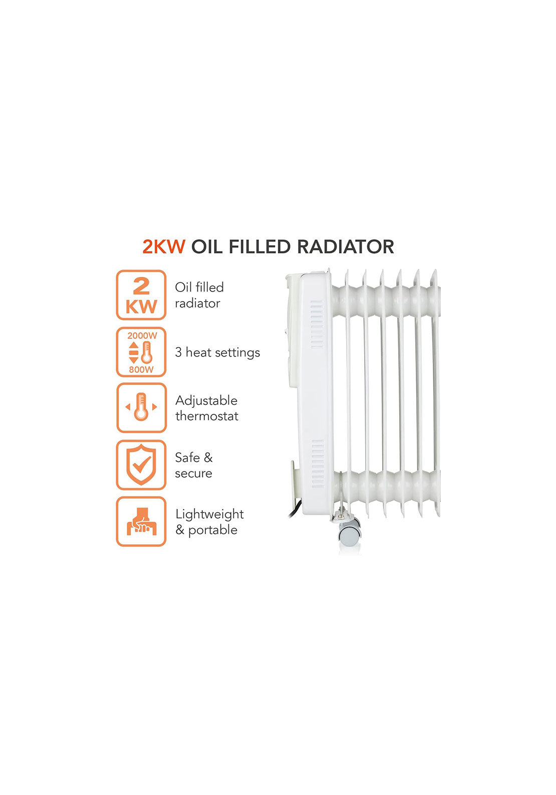 Warmlite 2000W Oil Filled Radiator | WL43004YW 9 Shaws Department Stores