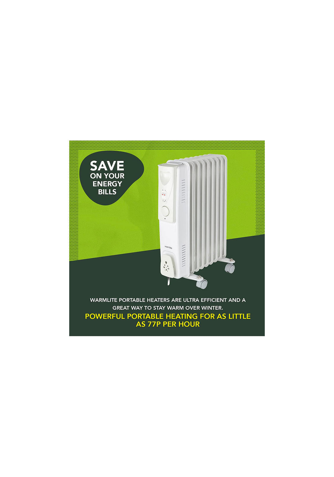 Warmlite 2000W Oil Filled Radiator | WL43004YW 7 Shaws Department Stores
