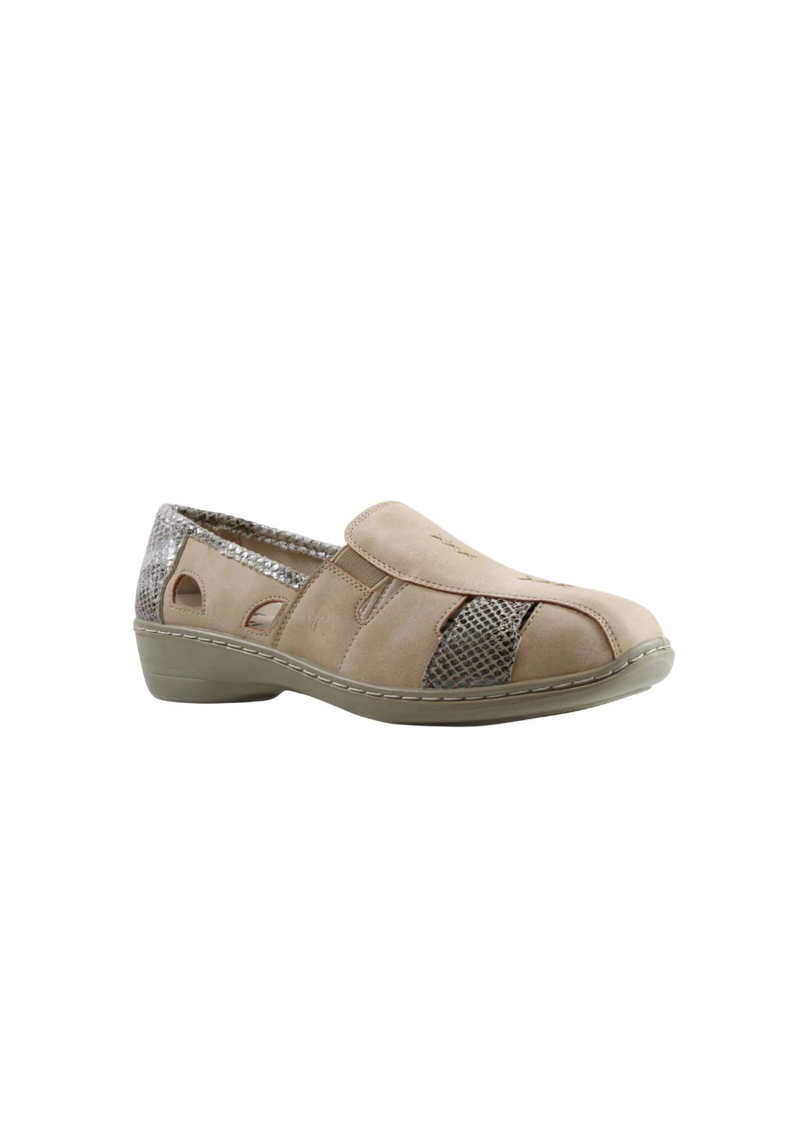 Propet Side Gusset Open Shoe - Beige 1 Shaws Department Stores