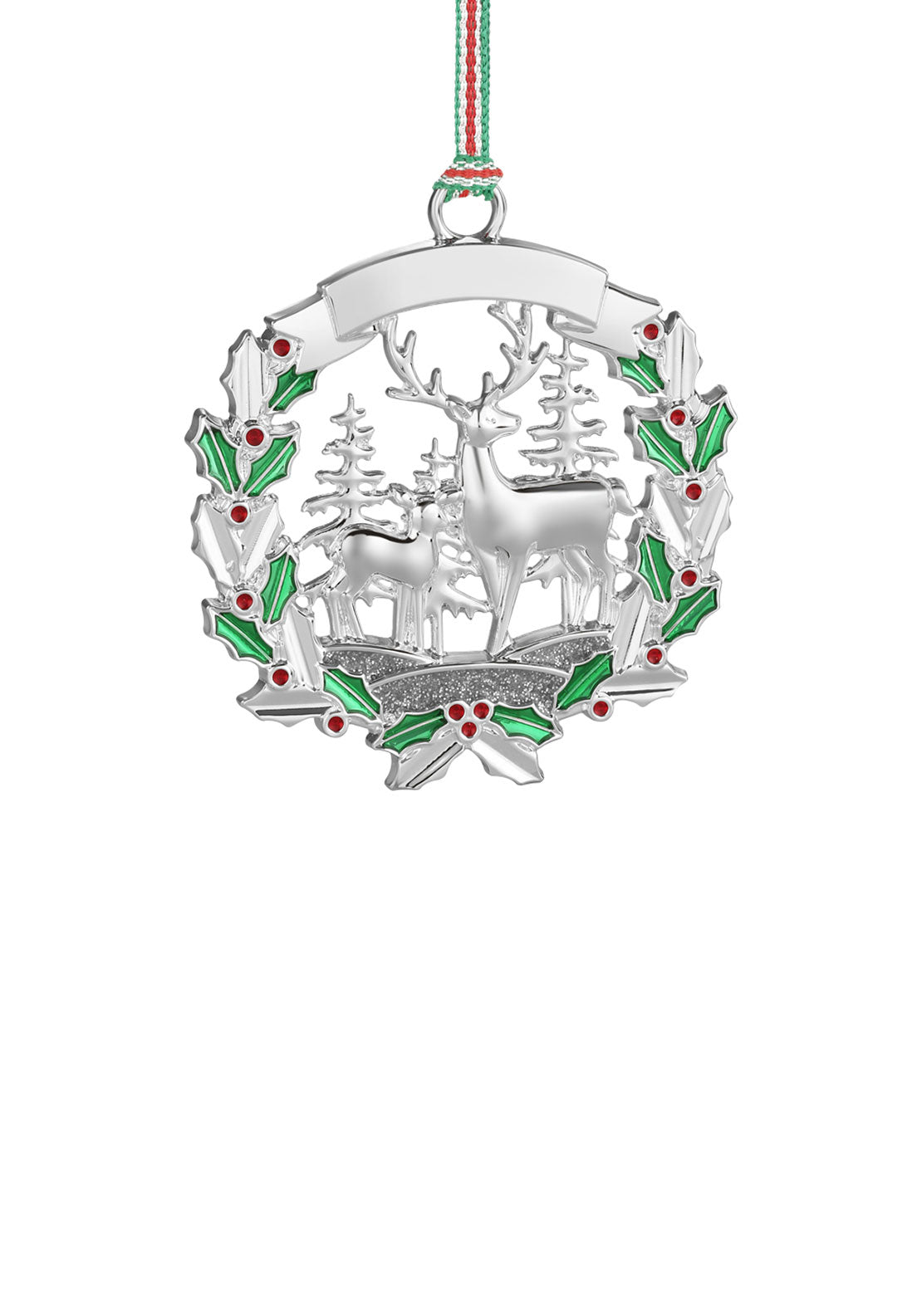 Newbridge Silverware Deer with Holly Christmas Tree Decoration 1 Shaws Department Stores