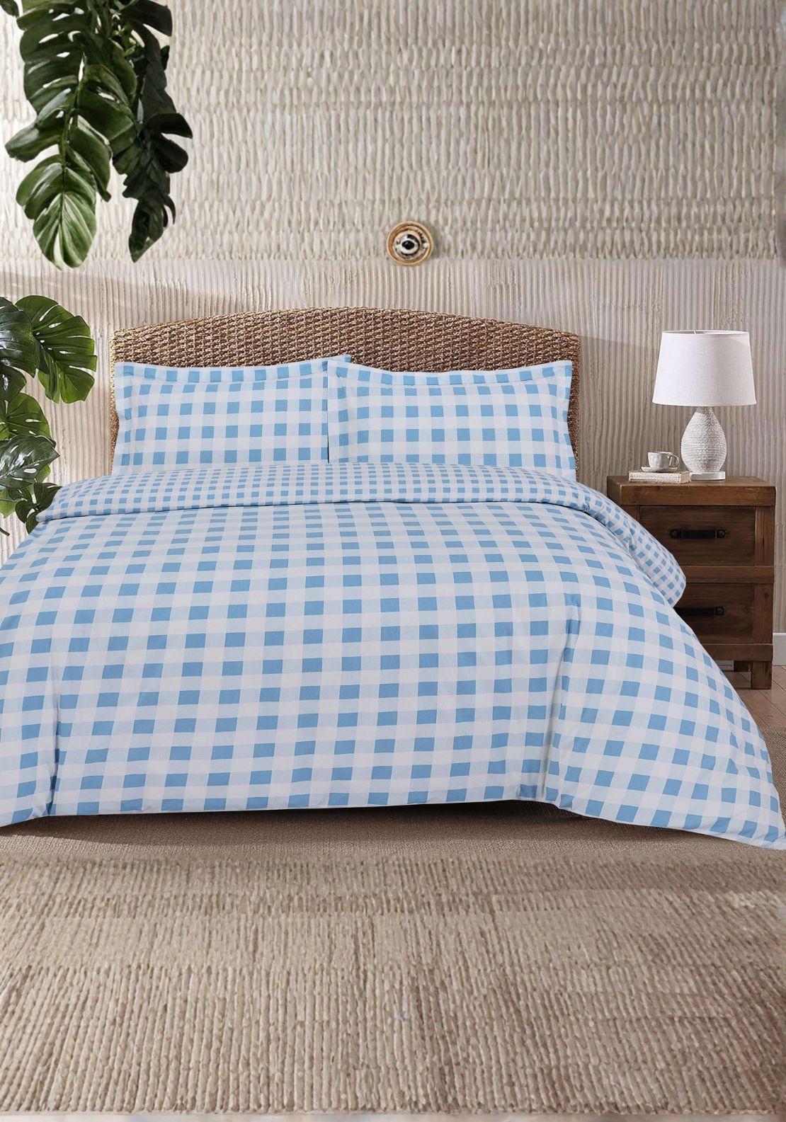The Home Collection Wyndam Check Duvet Cover Set - Blue 1 Shaws Department Stores