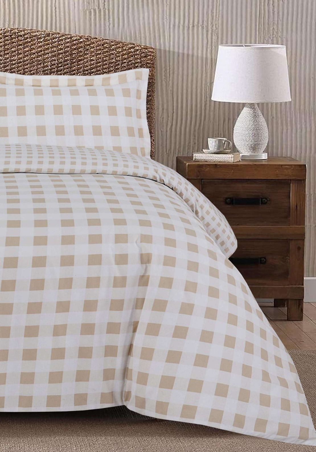 The Home Collection Wyndam Check Duvet Cover Set - Nude 2 Shaws Department Stores