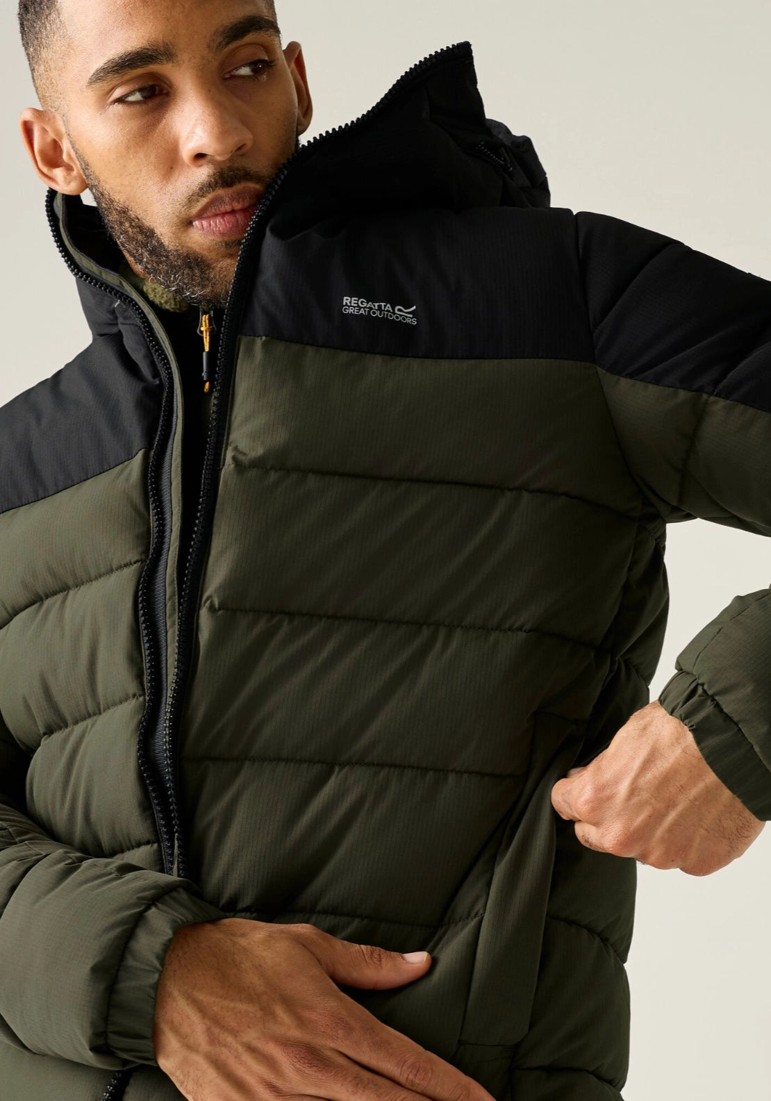 Aldthorn Puffa Jacket - Dk Khaki/black