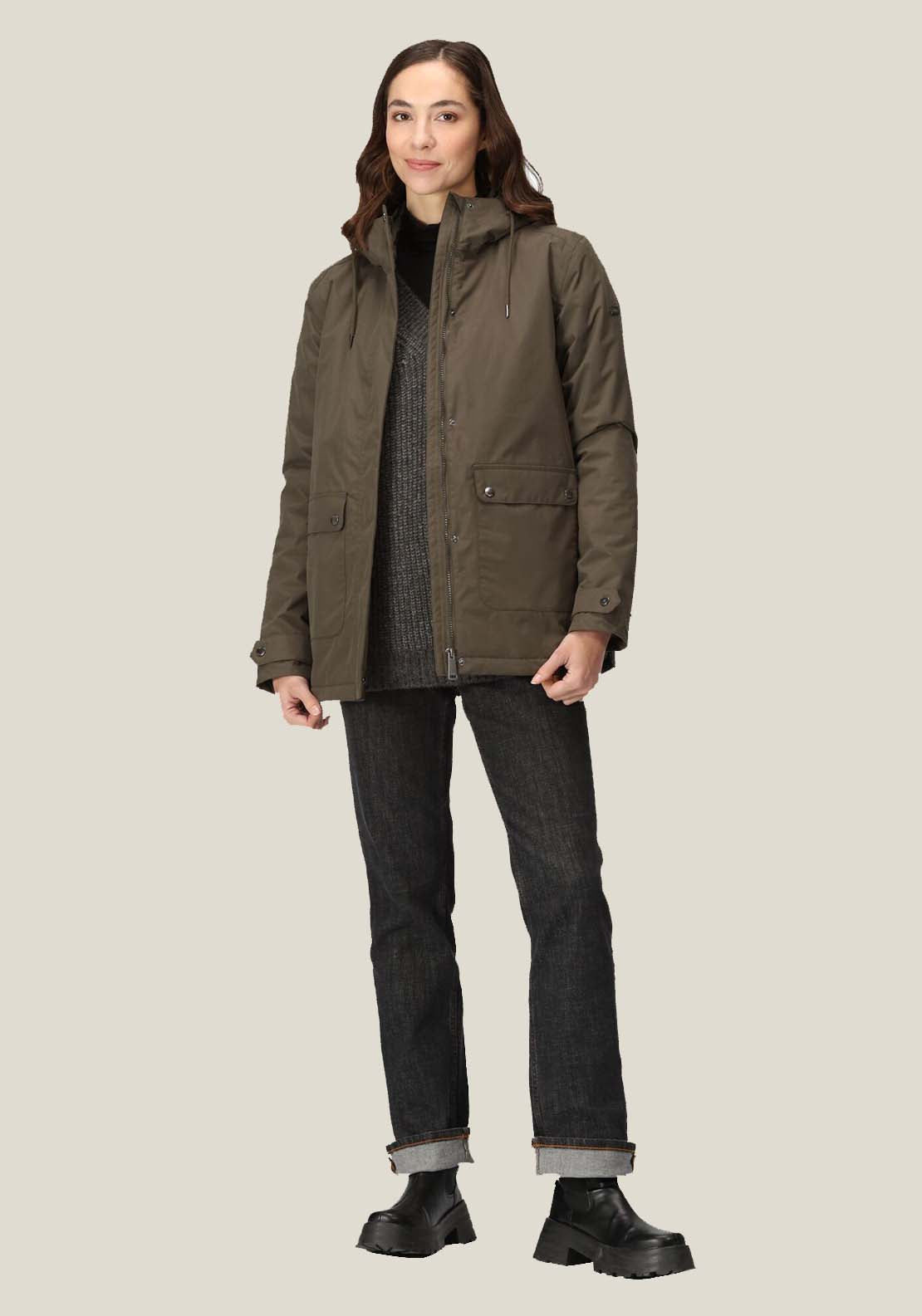 Regatta Broadia Fur Hood Waterproof Jacket - Green 2 Shaws Department Stores