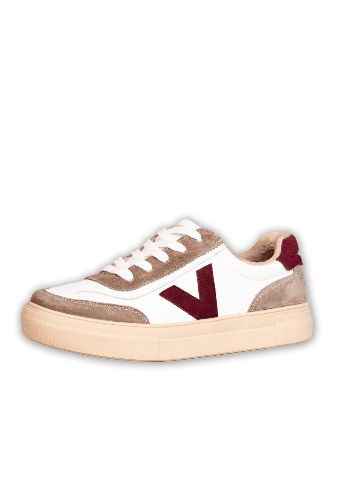 Drilleys Leather Upper V Trainer - Winter White Burg V 1 Shaws Department Stores