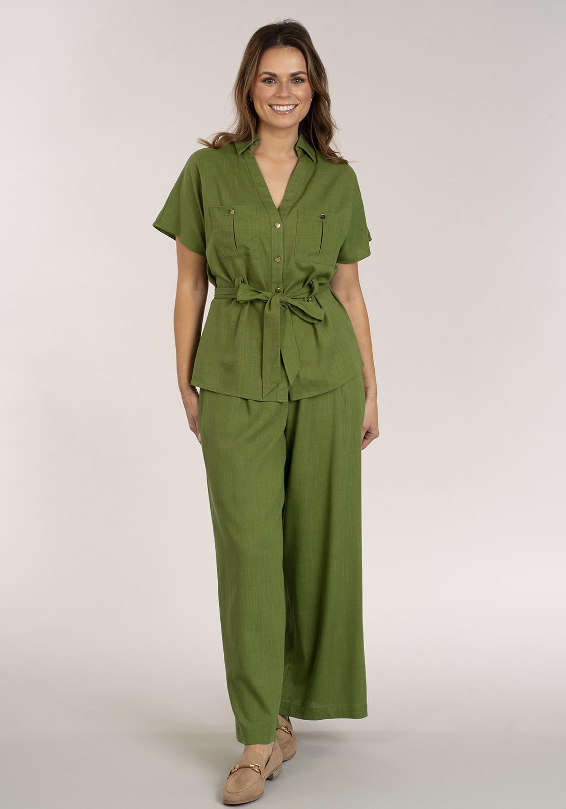 Naoise Jacket With Belt - Green 2 Shaws Department Stores
