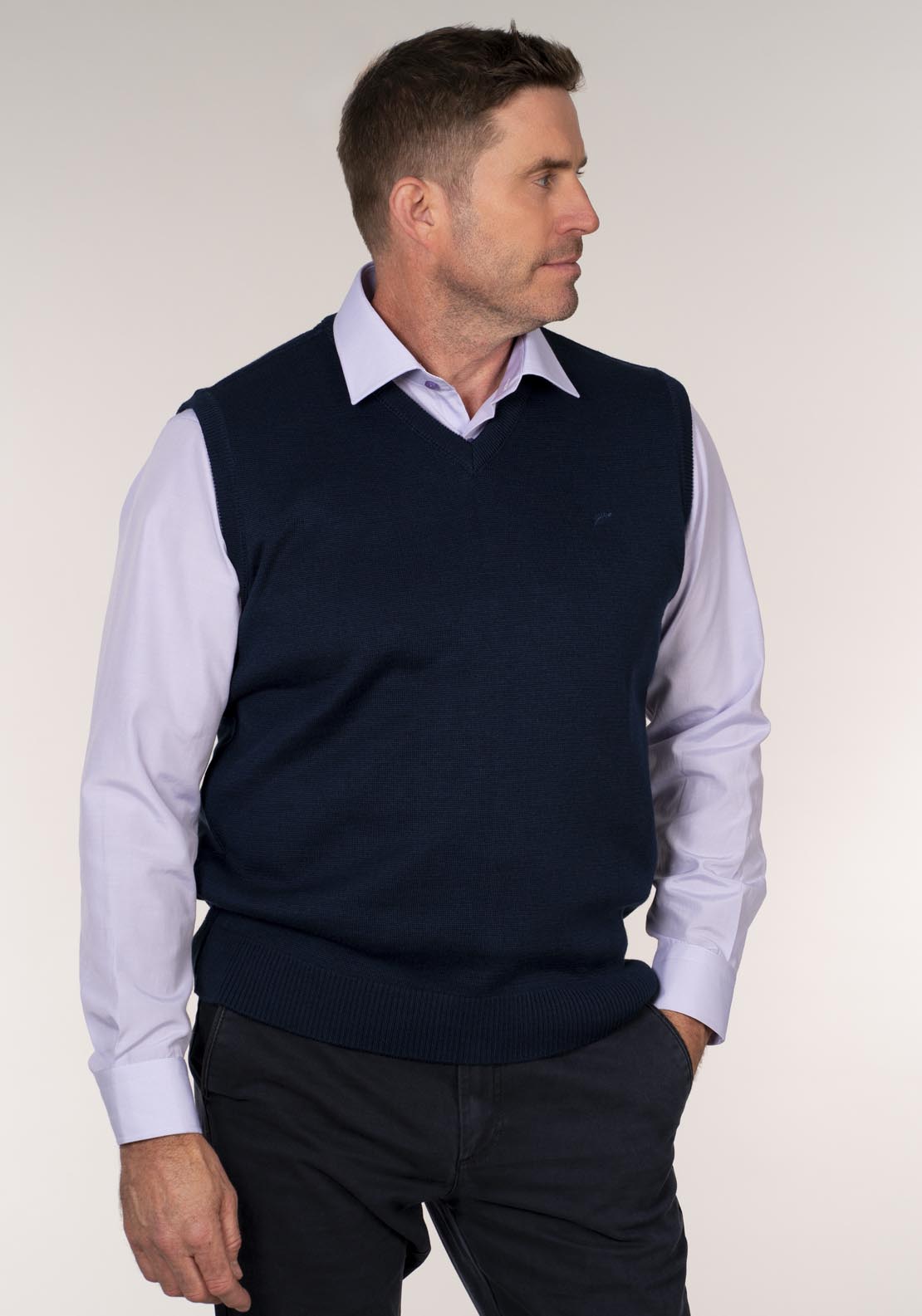 Yeats Plain Slip Over V Neck Knitwear - Blue 4 Shaws Department Stores