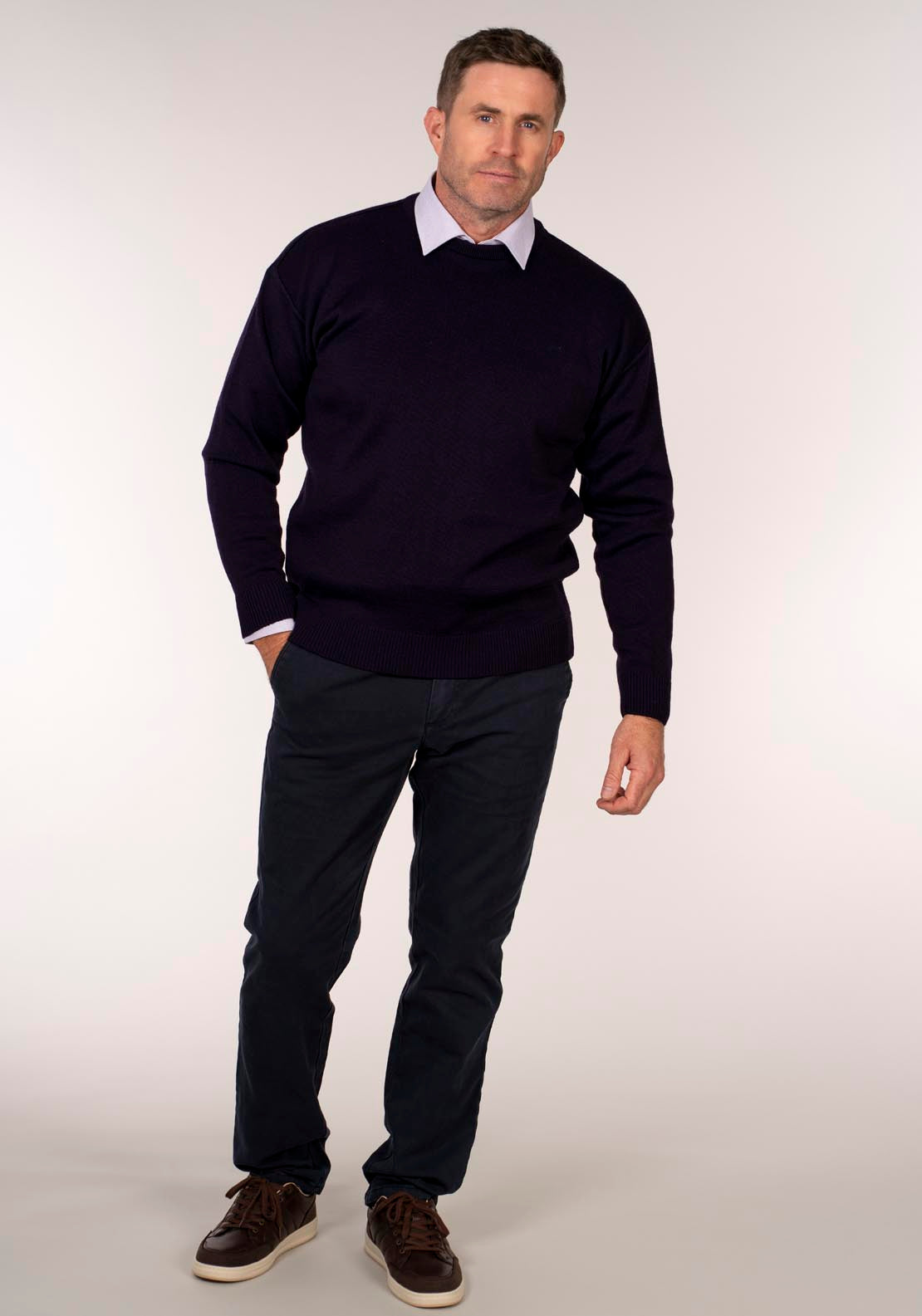 Yeats Plain Crew Neck Knitwear - Poker 5 Shaws Department Stores