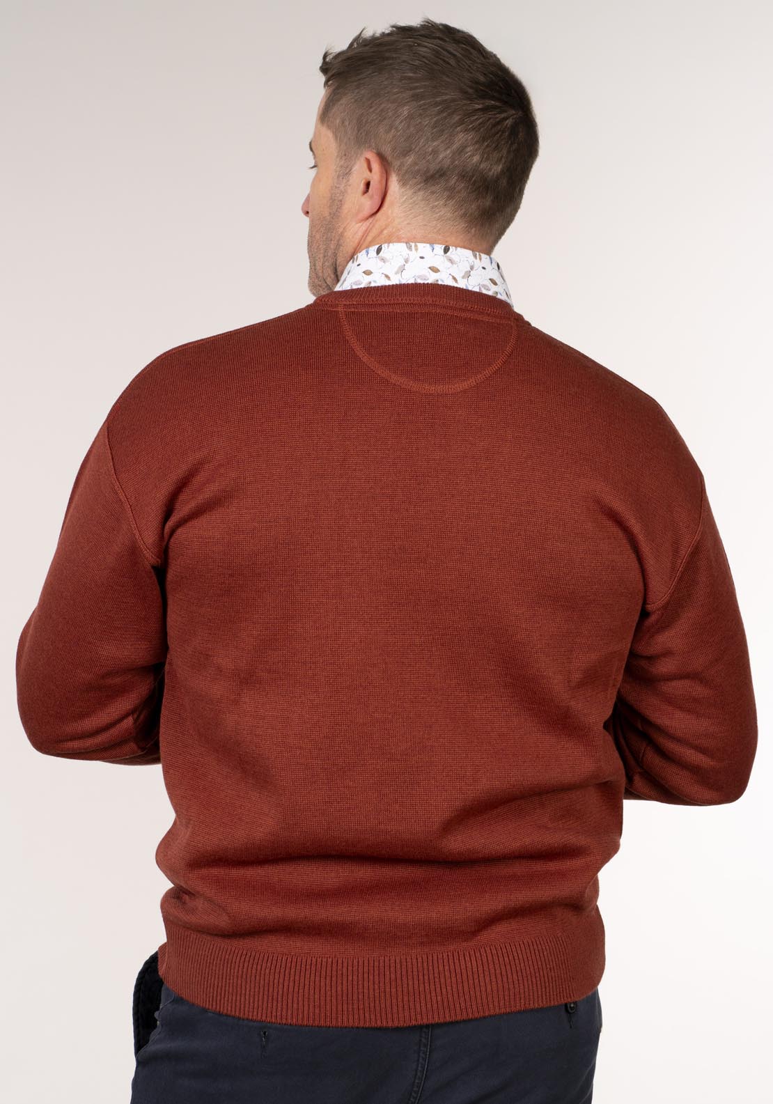 Yeats Plain Crew Neck Knitwear - Orange 2 Shaws Department Stores