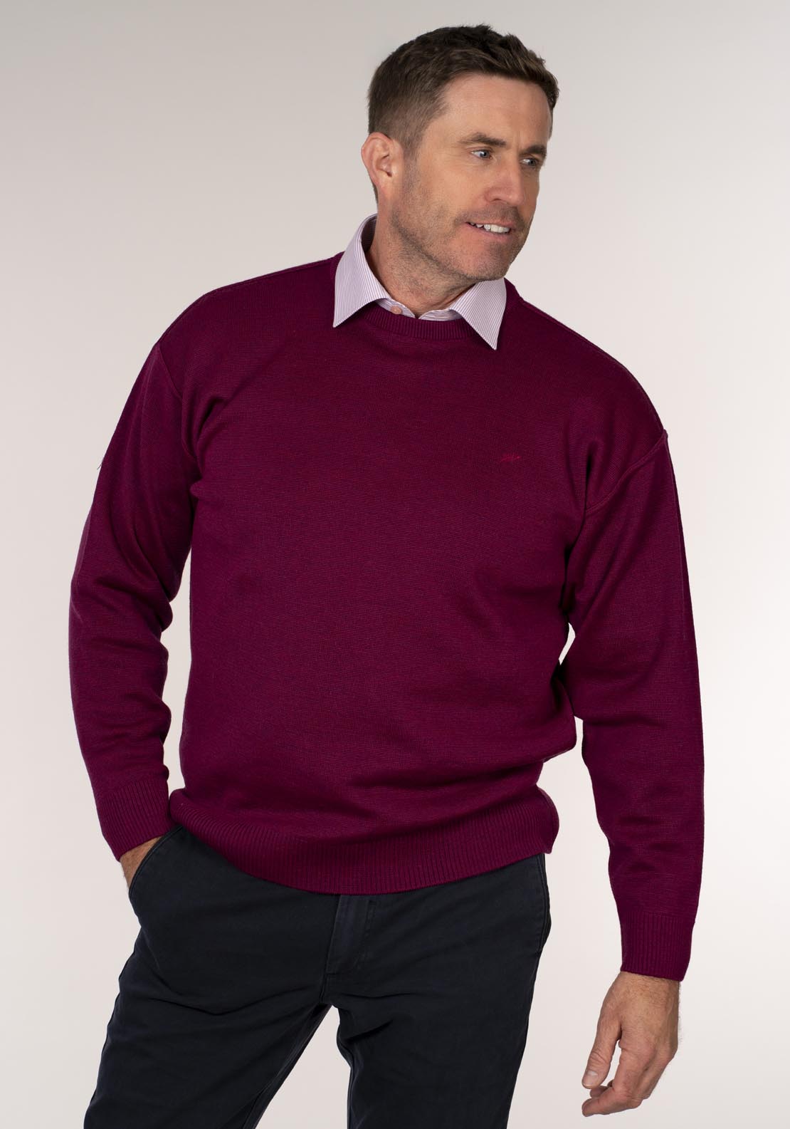 Yeats Plain Crew Neck Knitwear - Pink 4 Shaws Department Stores