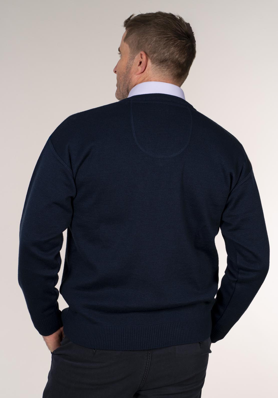 Yeats Plain V Neck Knitwear - Blue 2 Shaws Department Stores