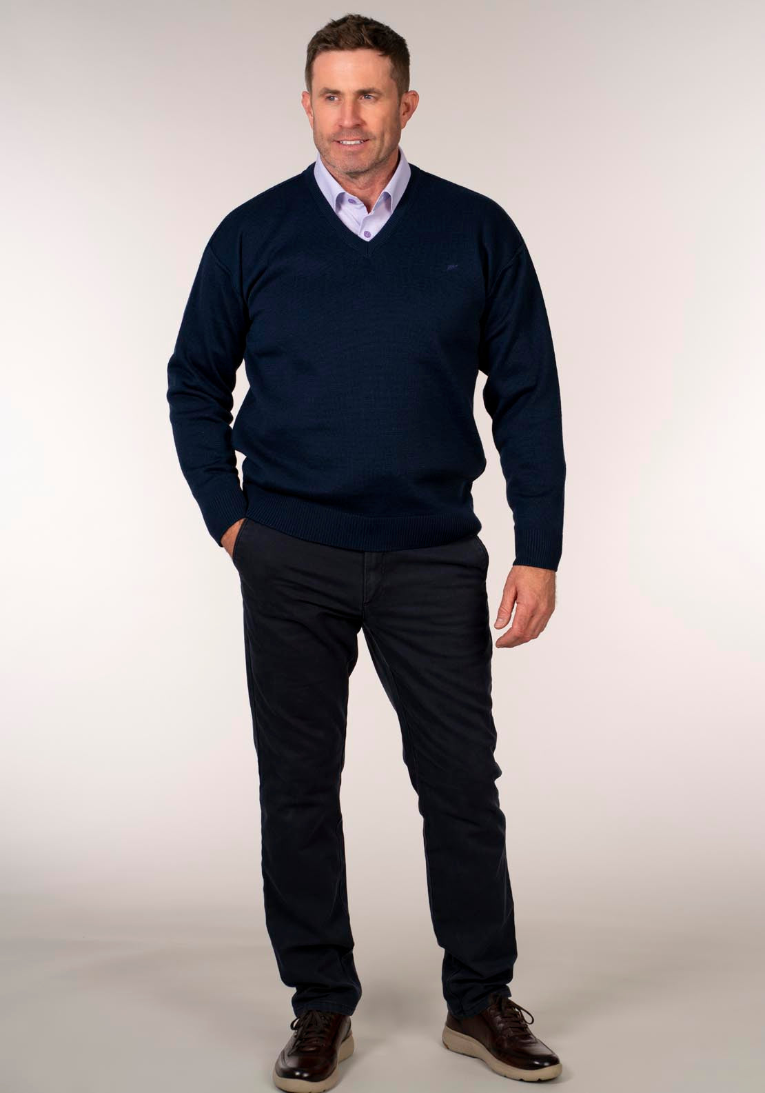 Yeats Plain V Neck Knitwear - Blue 6 Shaws Department Stores