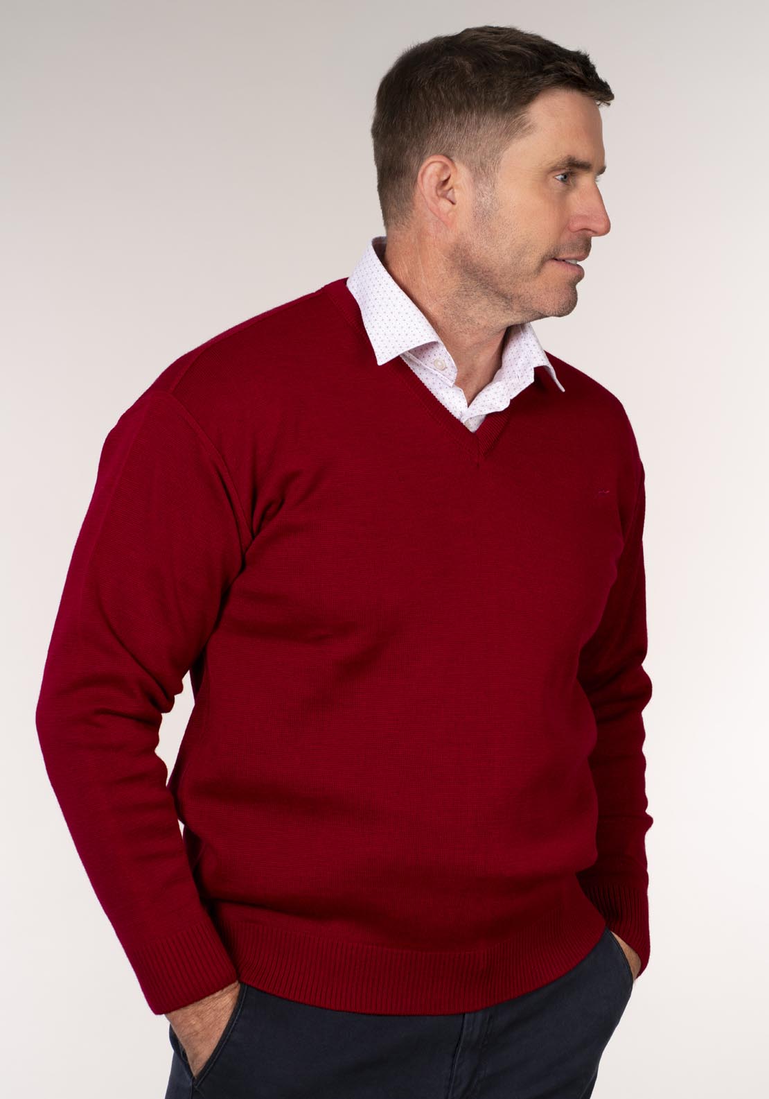 Yeats Plain V Neck Knitwear - Pink 3 Shaws Department Stores