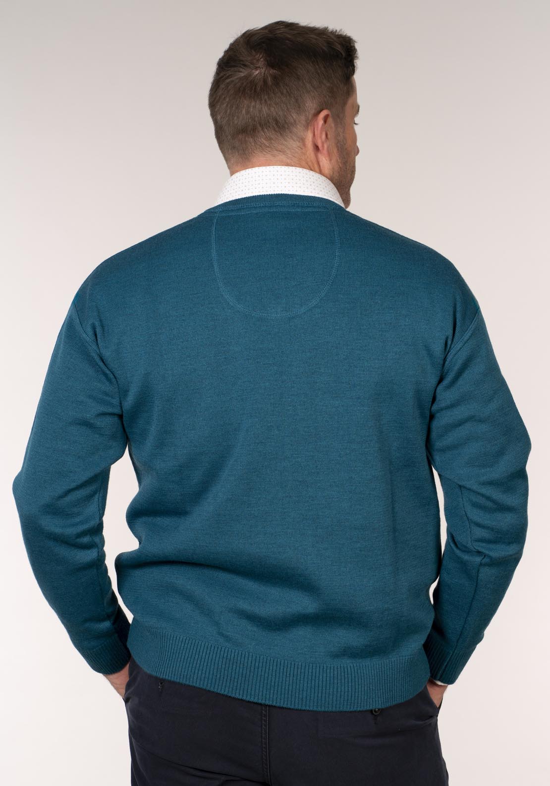 Yeats Plain V Neck Knitwear - Torquise 2 Shaws Department Stores
