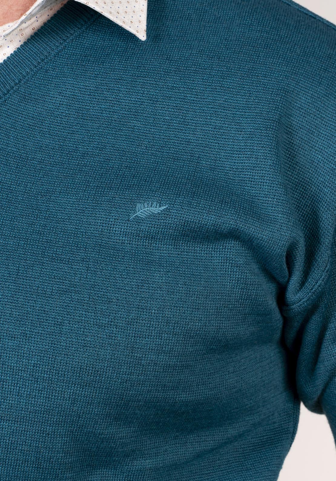 Yeats Plain V Neck Knitwear - Torquise 4 Shaws Department Stores