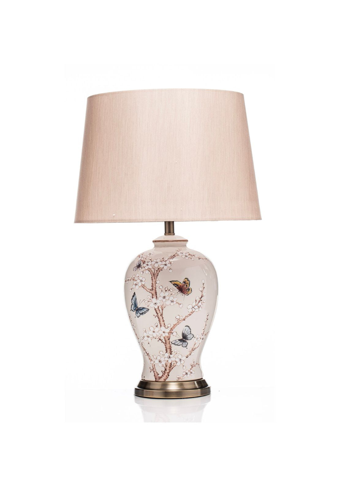 Butterfly Design Table Lamp - Cream