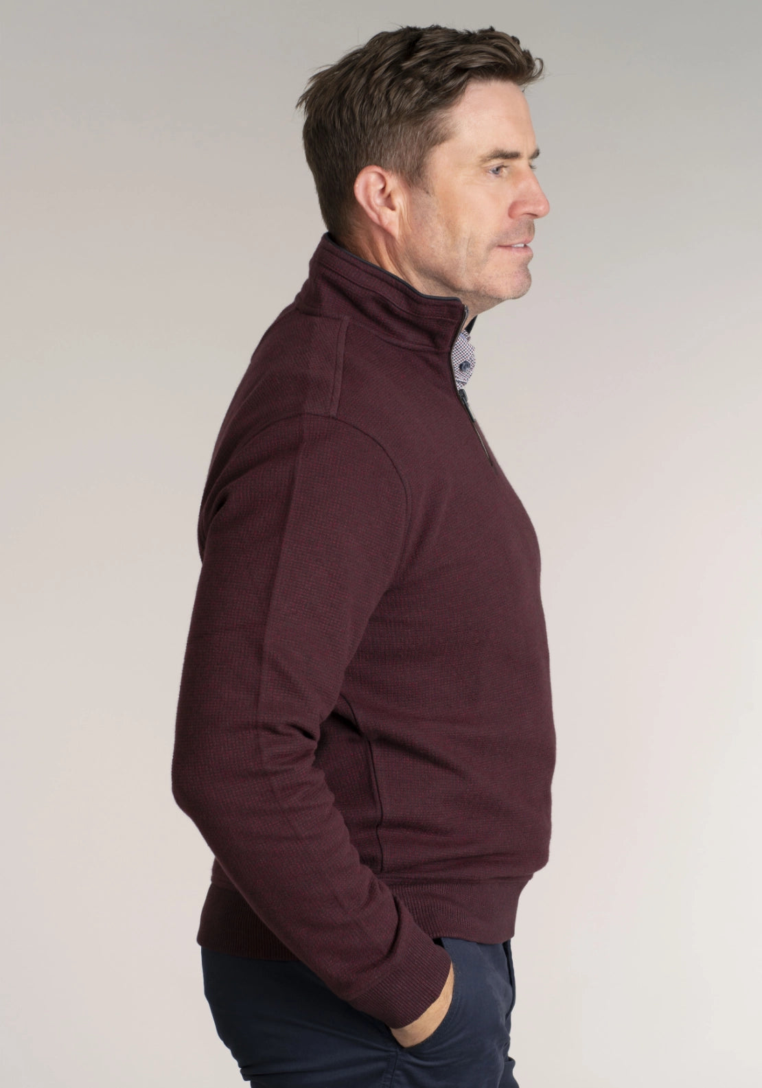 1/4 Zip Sweatshirt - Port Red
