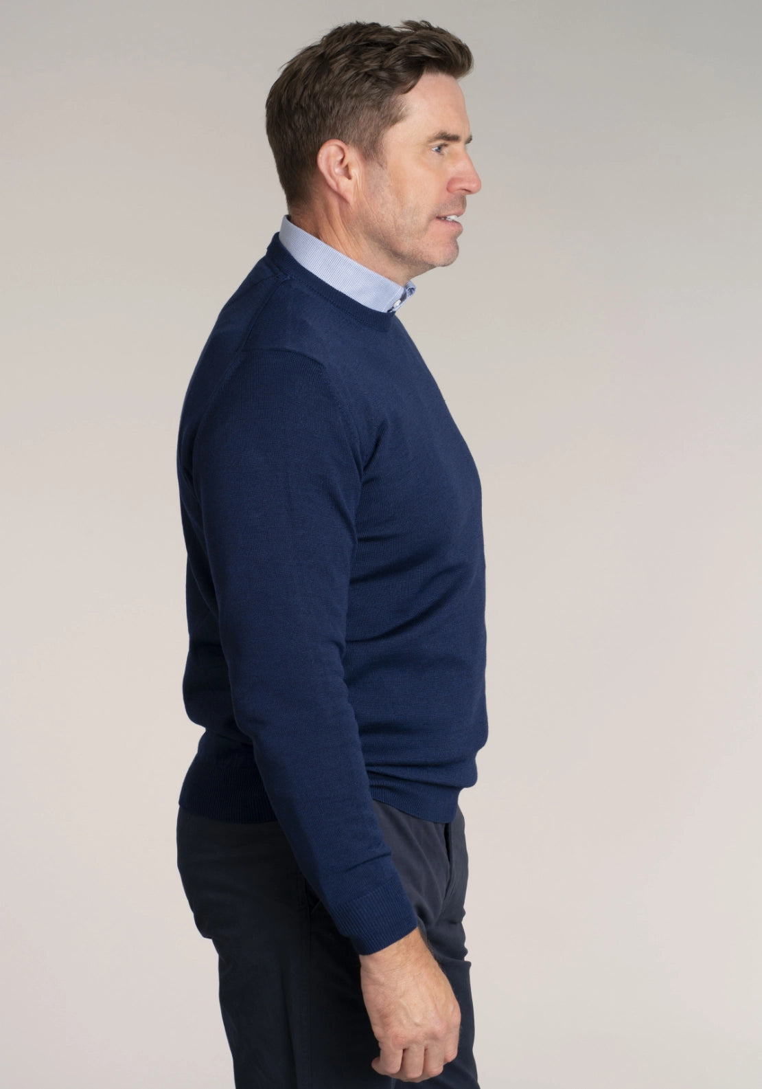 50/50 Merino Plain Knit Crew - Navy