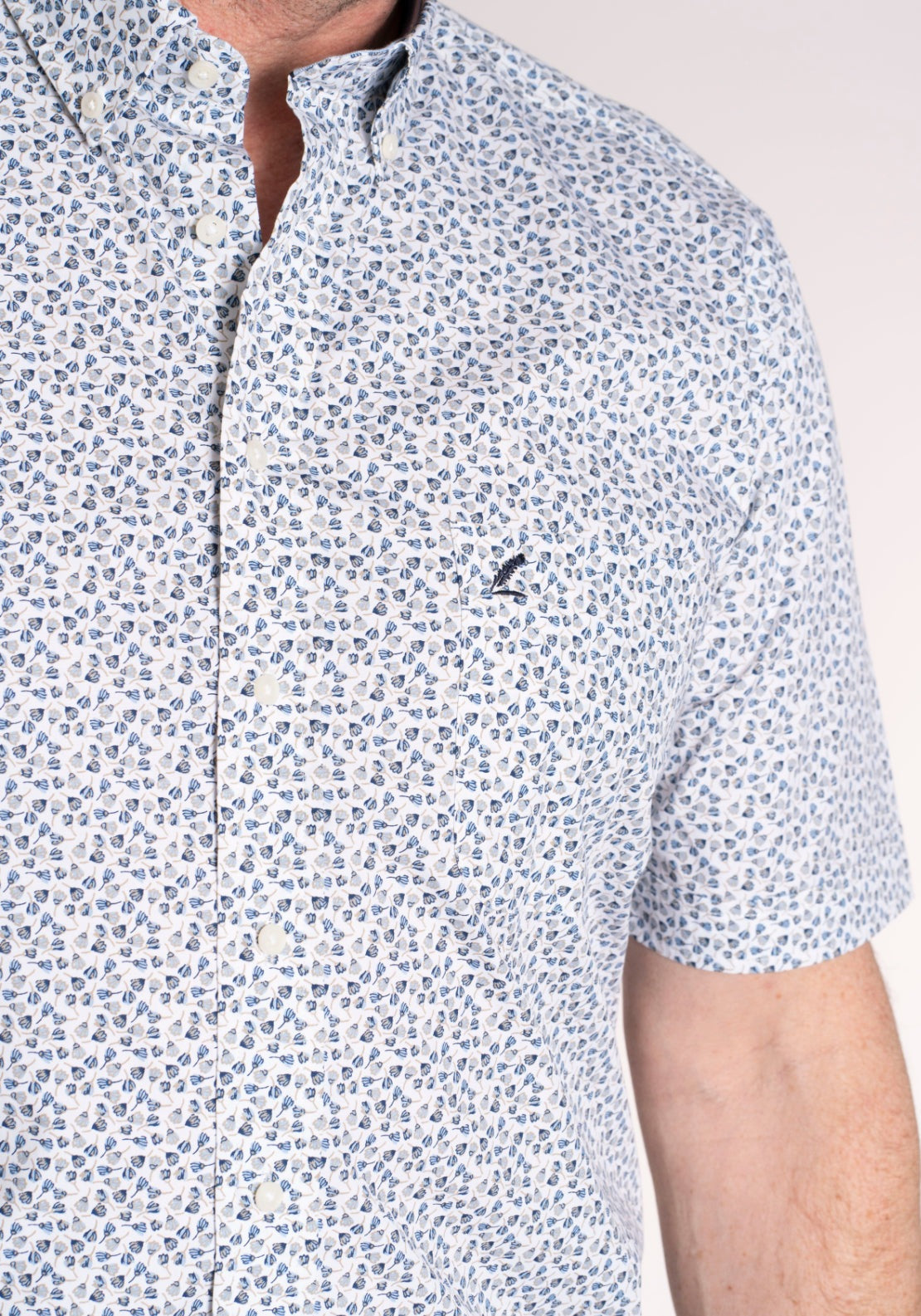Yeats 100% Cotton Short Sleeve Print Shirt - Blue Floral 4 Shaws Department Stores