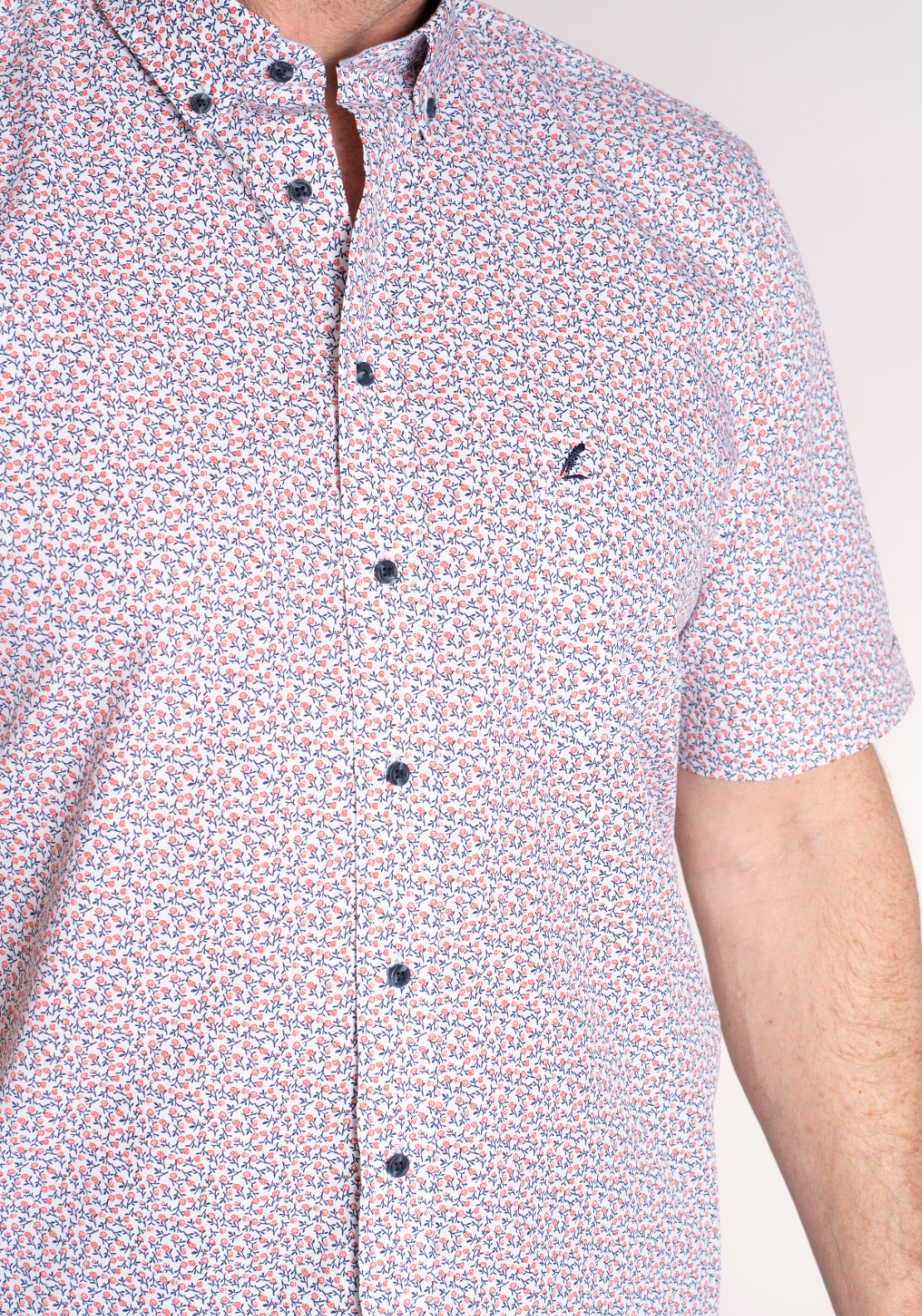 Yeats 100% Cotton Short Sleeve Print Shirt - Pink Rose 4 Shaws Department Stores