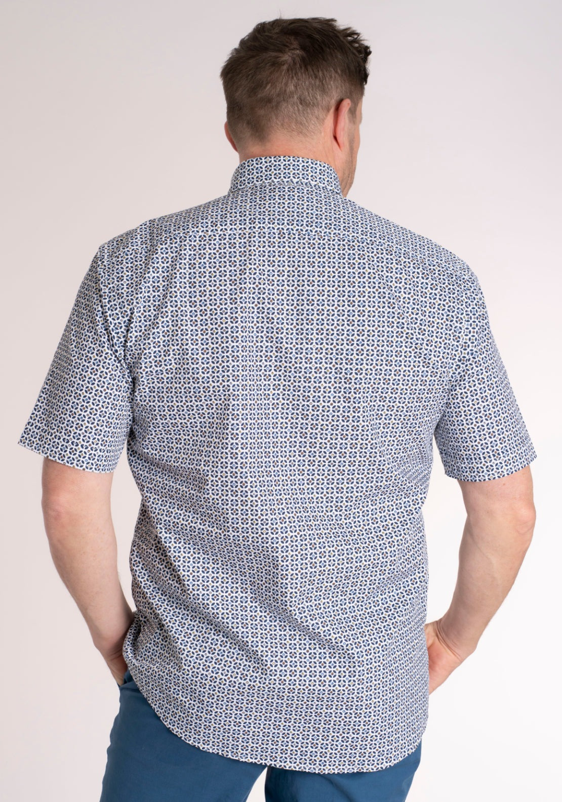 Yeats 100% Cotton Short Sleeve Print Shirt - Pink 2 Shaws Department Stores