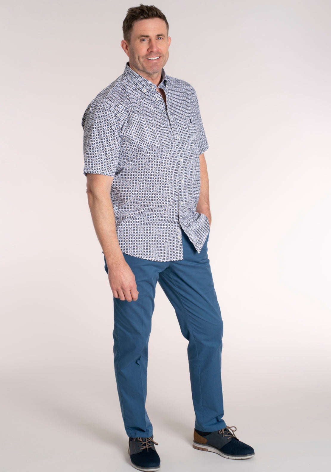 Yeats 100% Cotton Short Sleeve Print Shirt - Pink 5 Shaws Department Stores