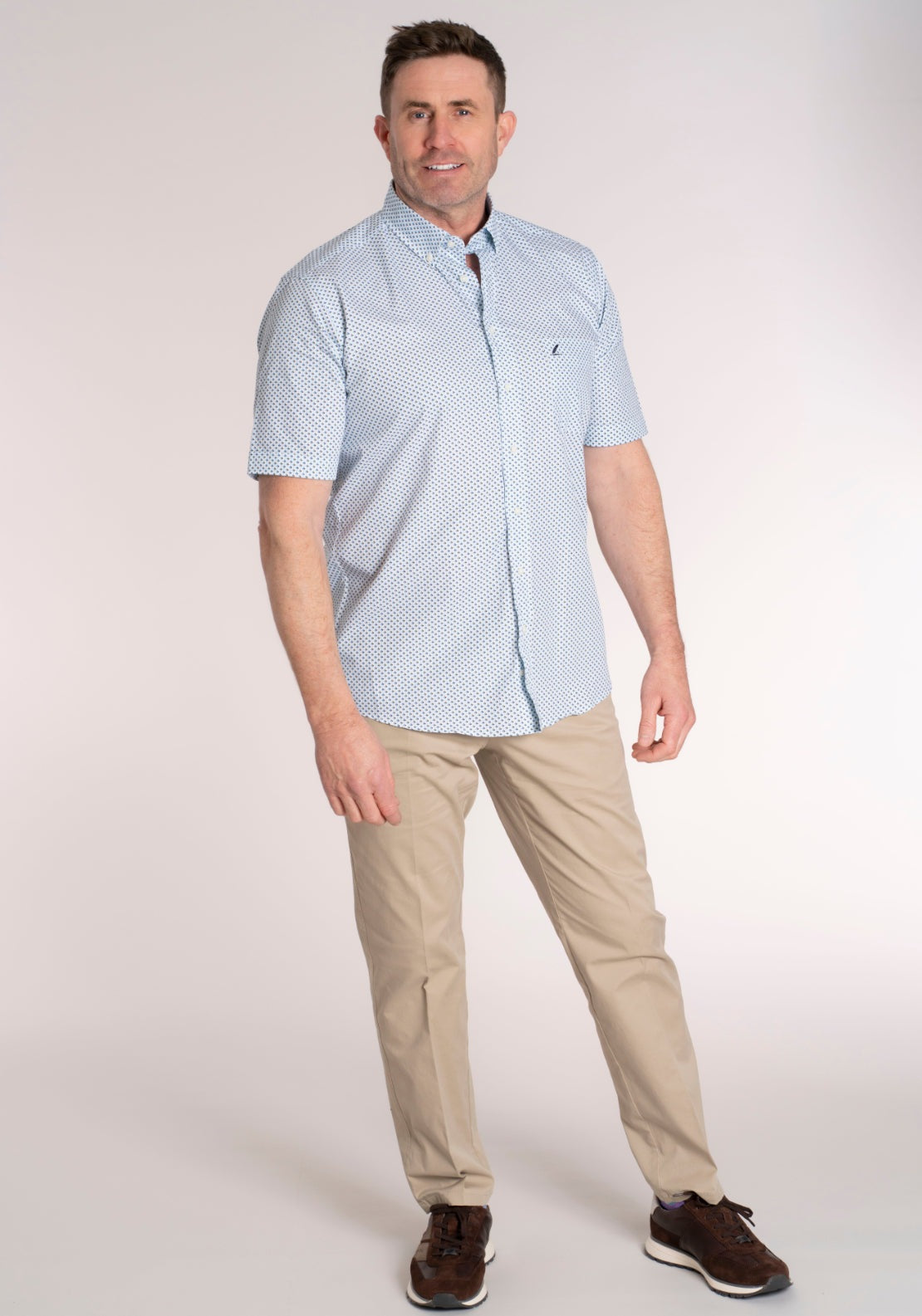 Yeats 100% Cotton Short Sleeve Print Shirt - Blue Diamond 5 Shaws Department Stores